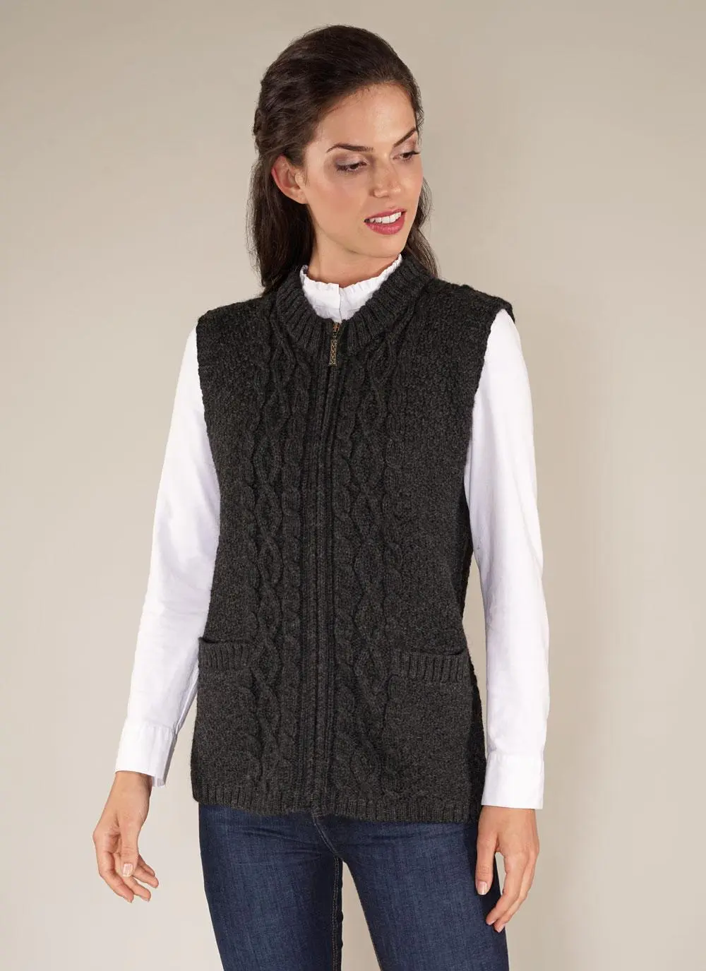 Fia Zip Aran Gilet