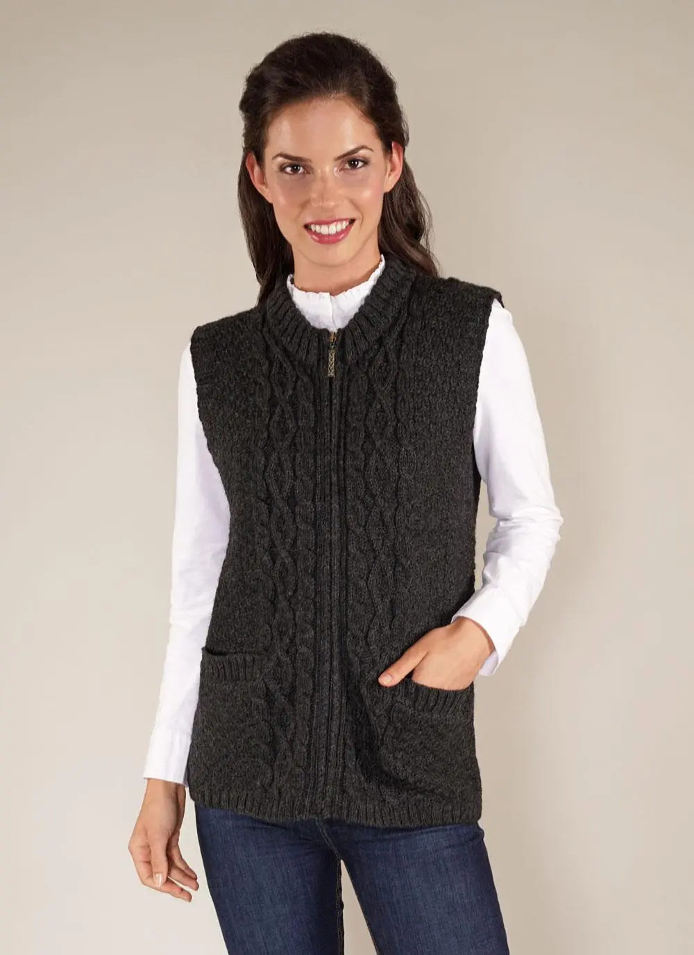 Fia Zip Aran Gilet