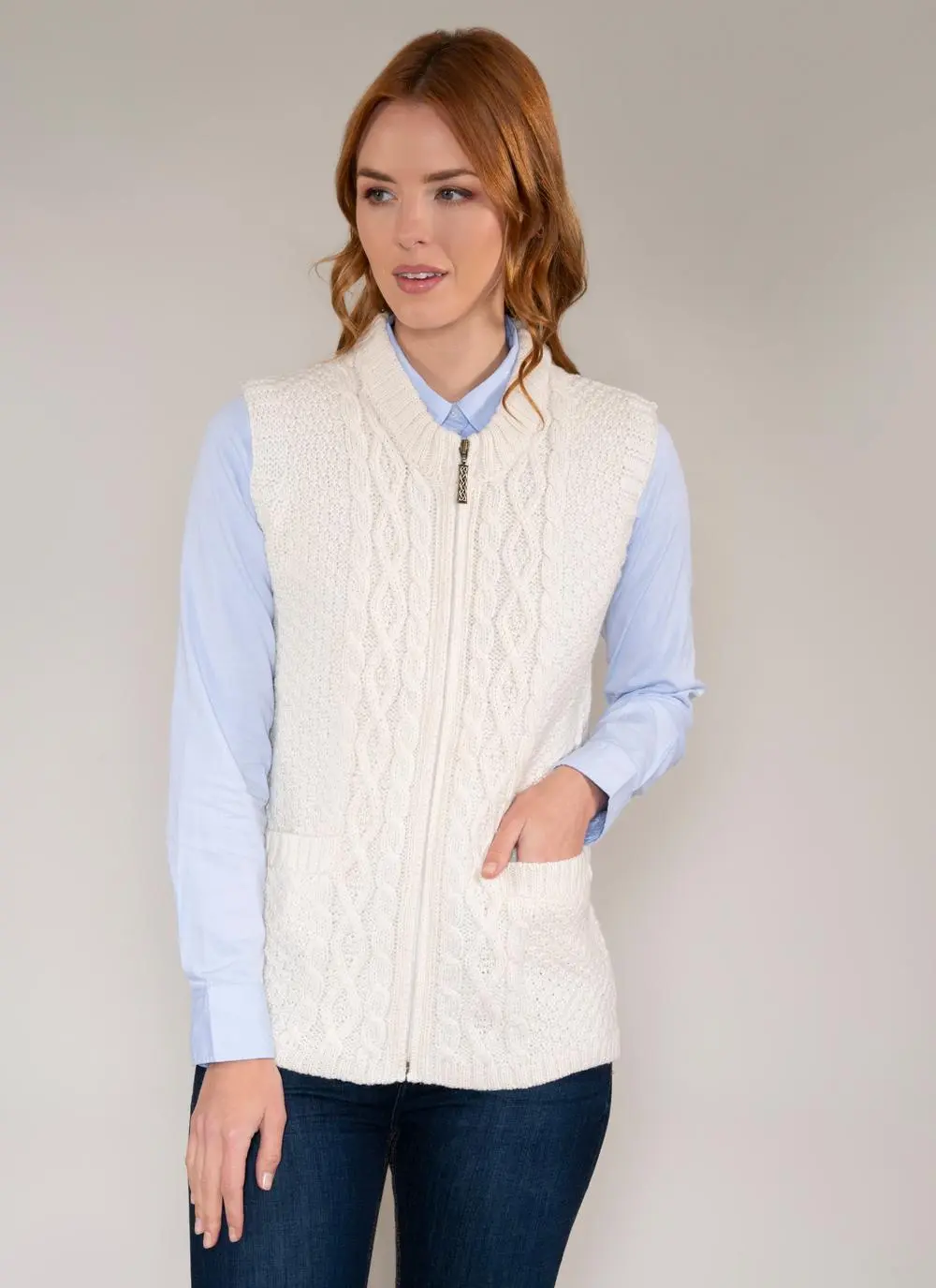 Fia Zip Aran Gilet