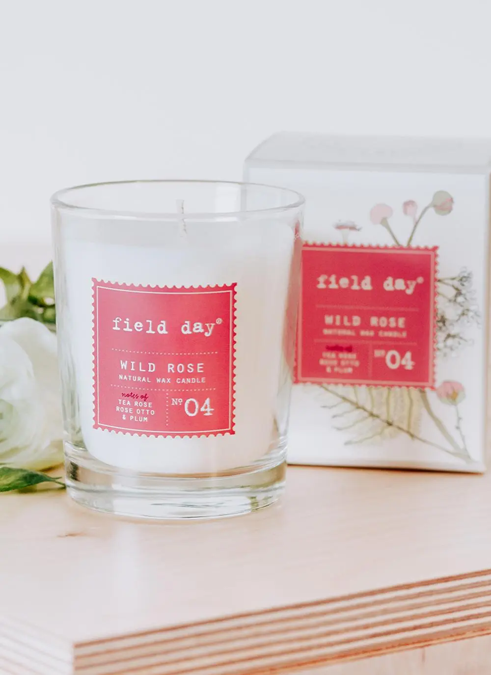 Large Wild Rose Candle