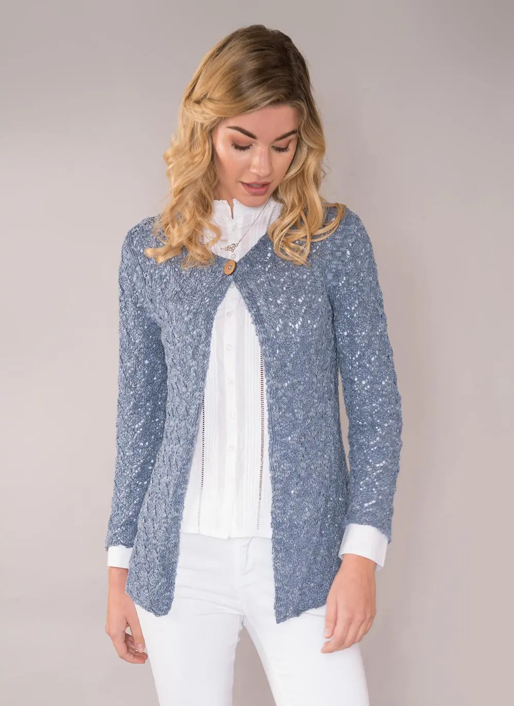 Finola Cotton Linen Cardigan Denim Blue