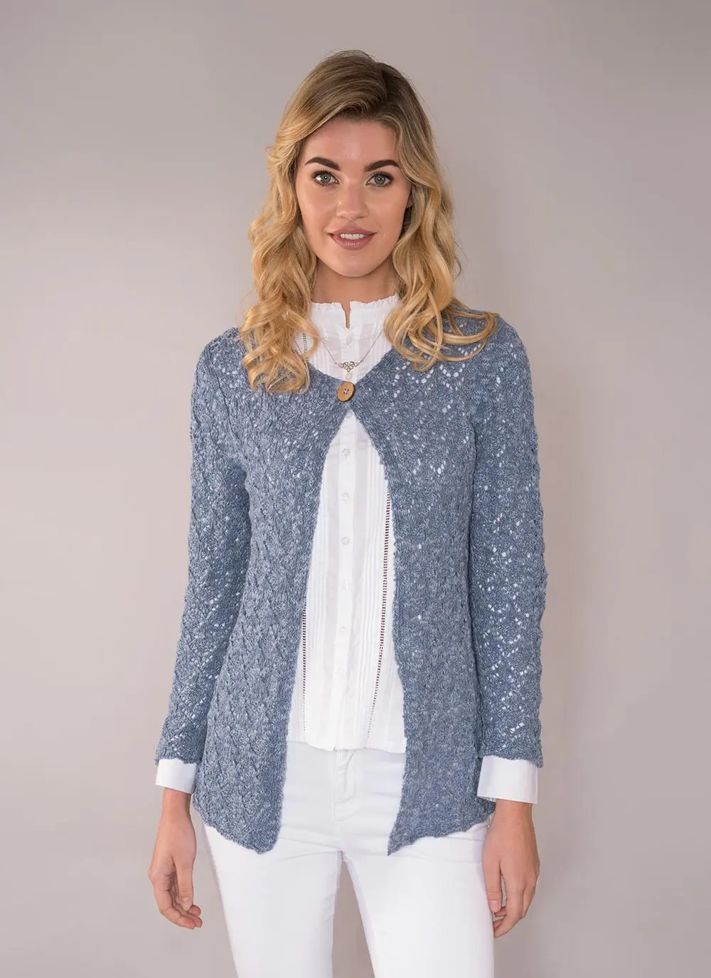 Finola Cotton Linen Cardigan Denim Blue