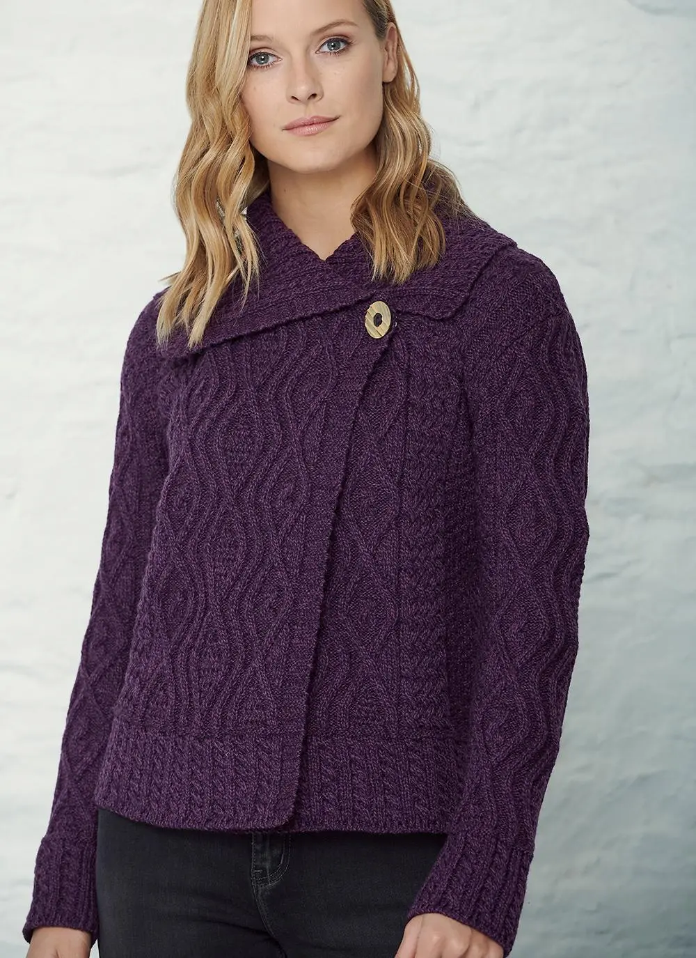 Fiona One Button Aran Cardigan