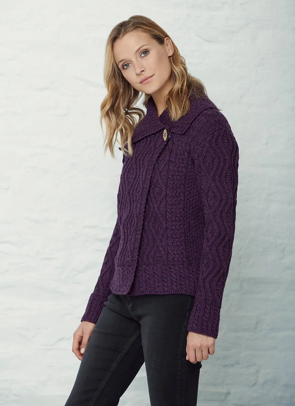 Fiona One Button Aran Cardigan