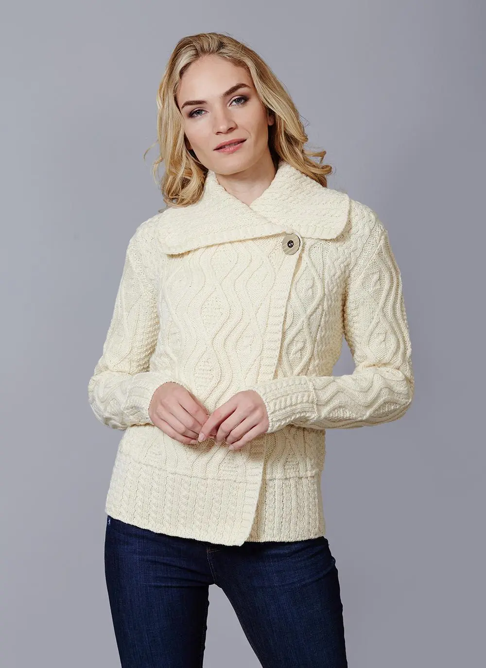 Fiona One Button Aran Cardigan