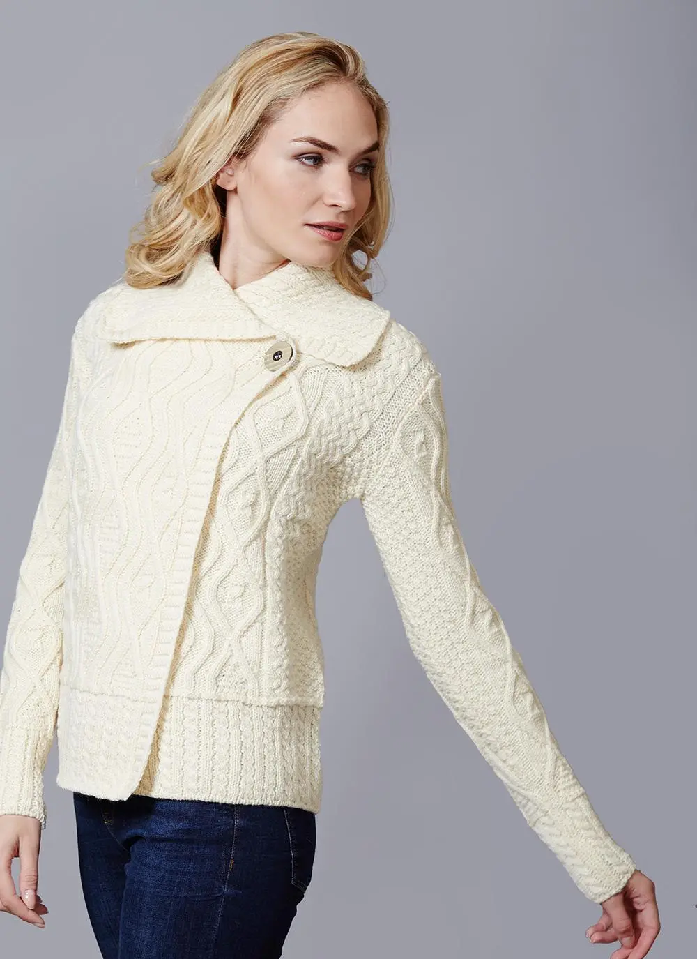 Fiona One Button Aran Cardigan