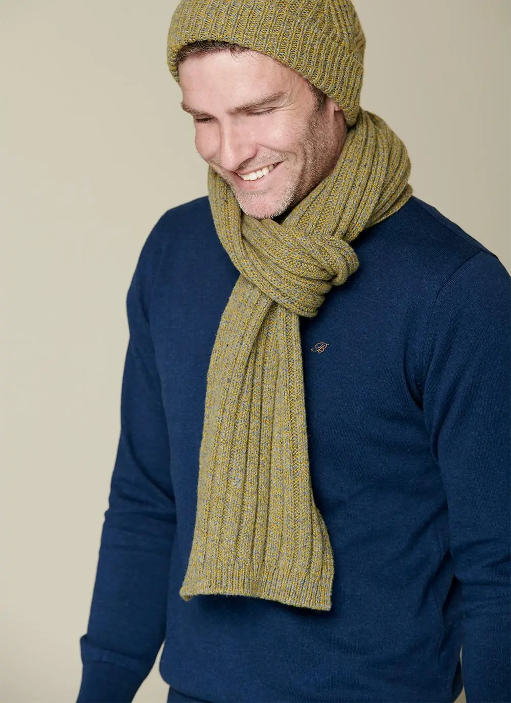 Fisherman Wool Cashmere Ribbed Beanie & Scarf Set