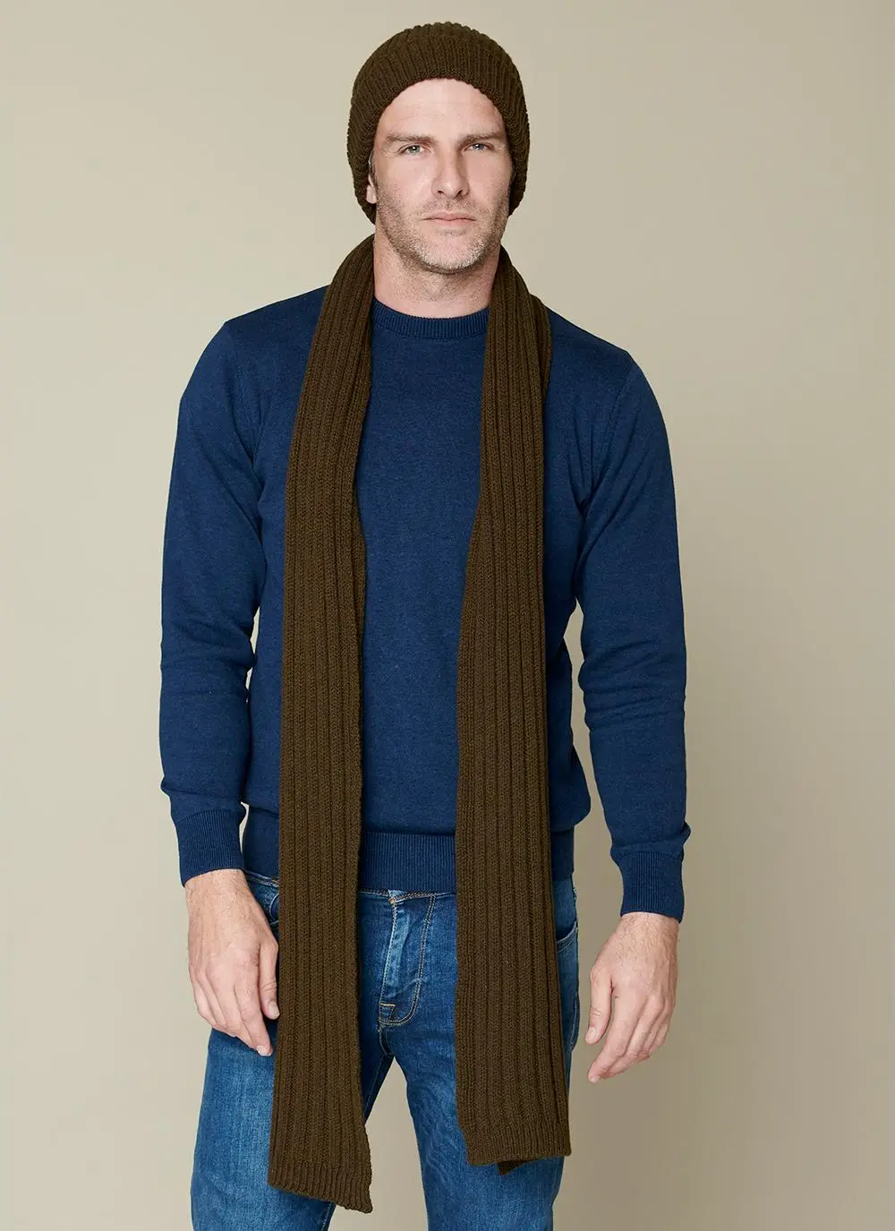 Fisherman Wool Cashmere Ribbed Beanie & Scarf Set