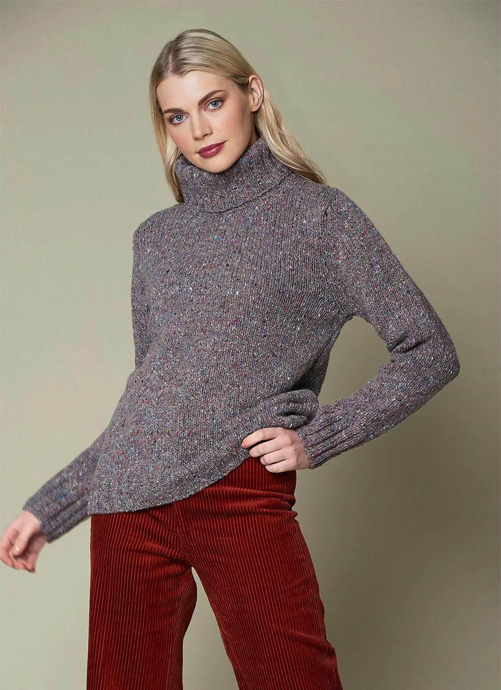 Fisherman Donegal Fleck Polo Neck Sweater