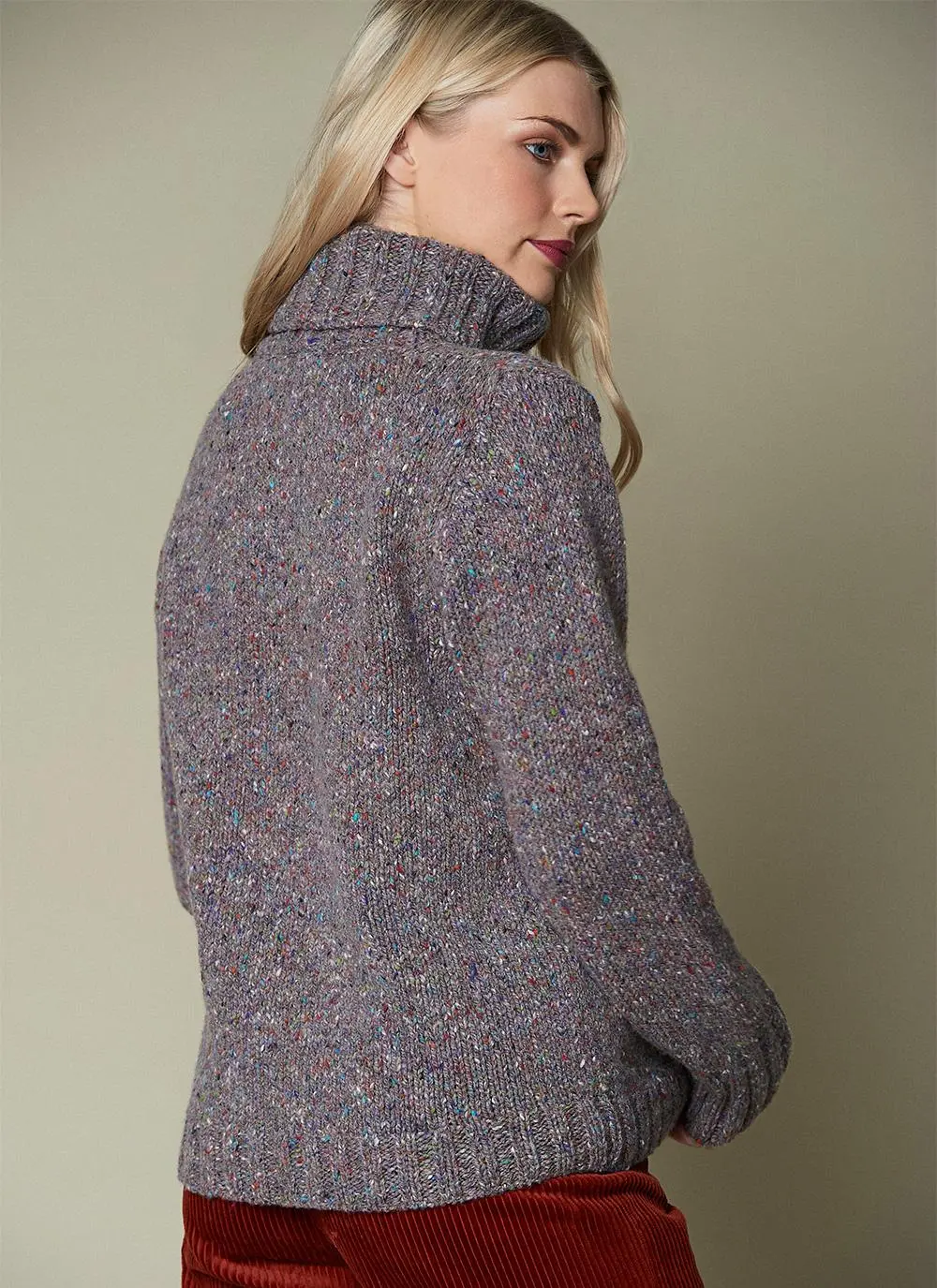 Fisherman Donegal Fleck Polo Neck Sweater