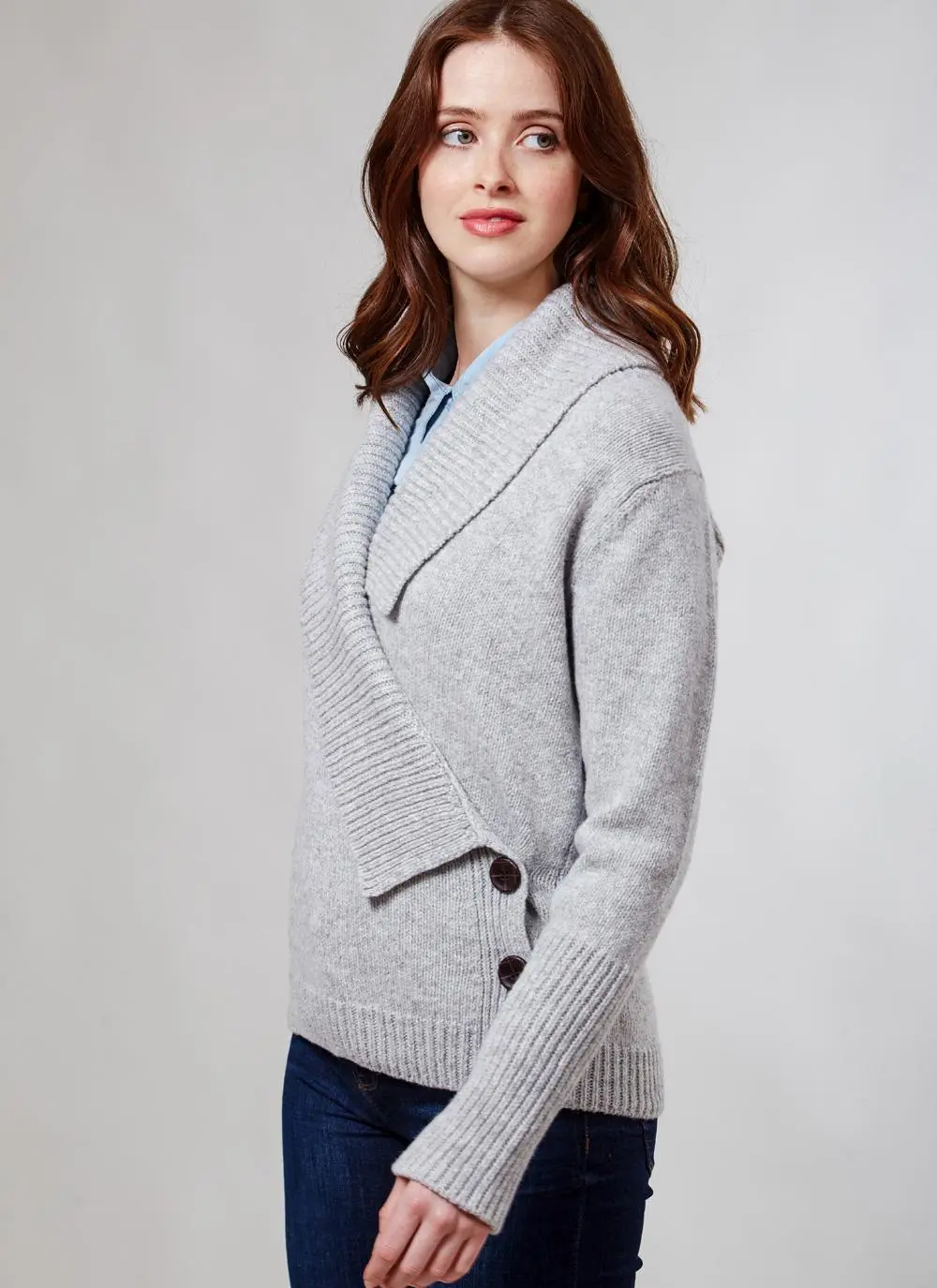 Fisherman Wool Cashmere Cross Front Cardigan