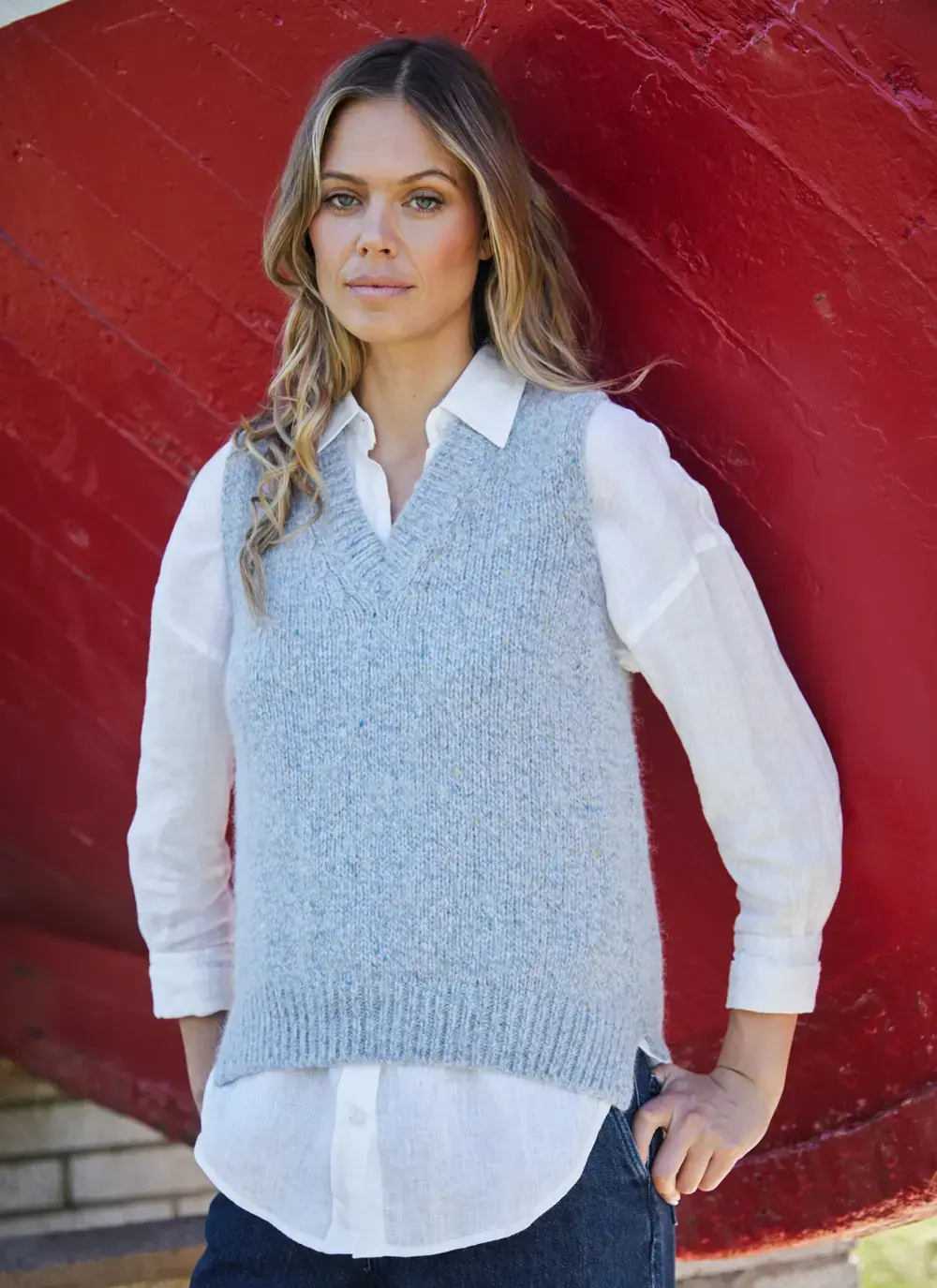 Fisherman Alpaca V-Neck Slipover