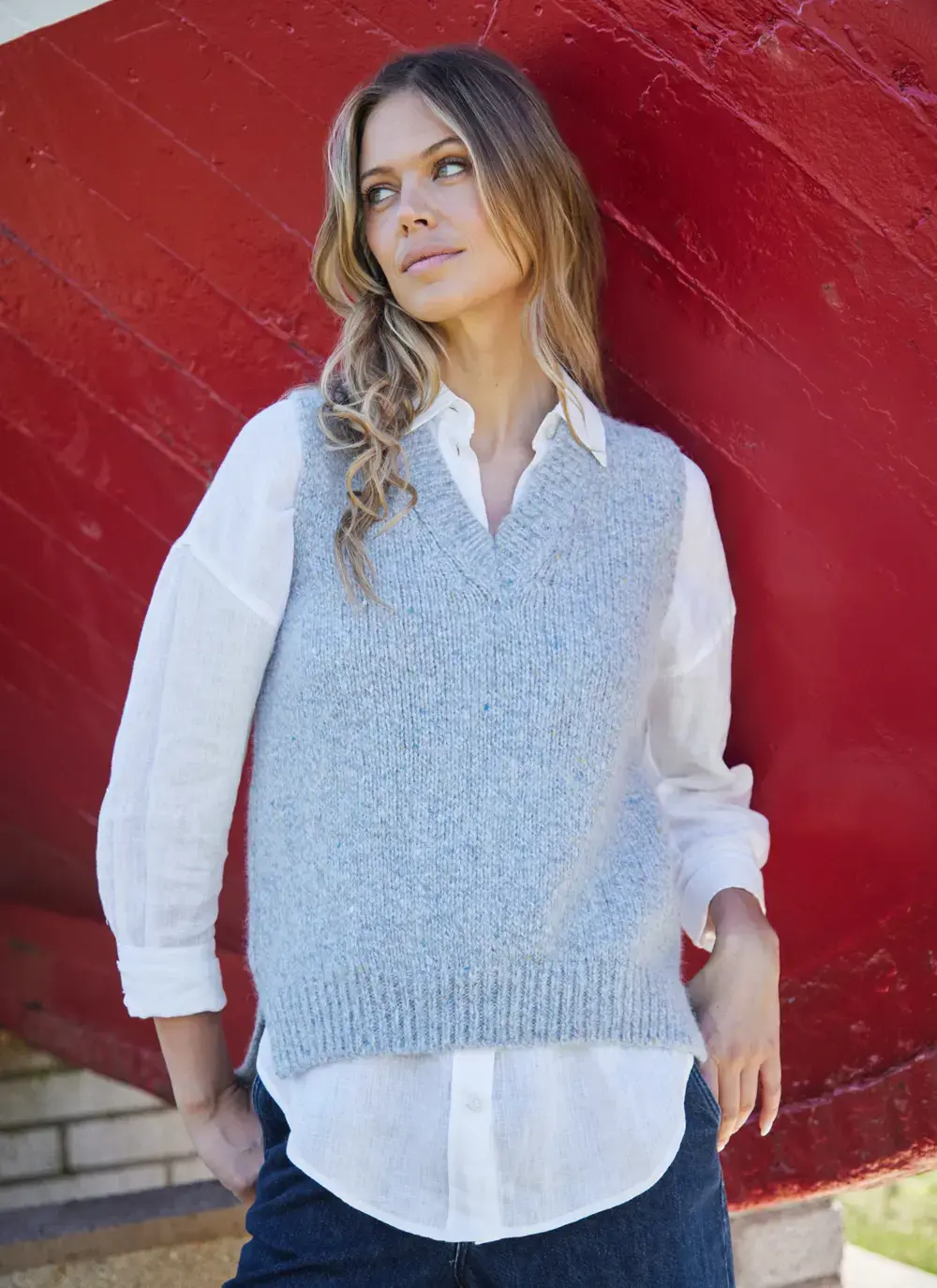 Fisherman Alpaca V-Neck Slipover