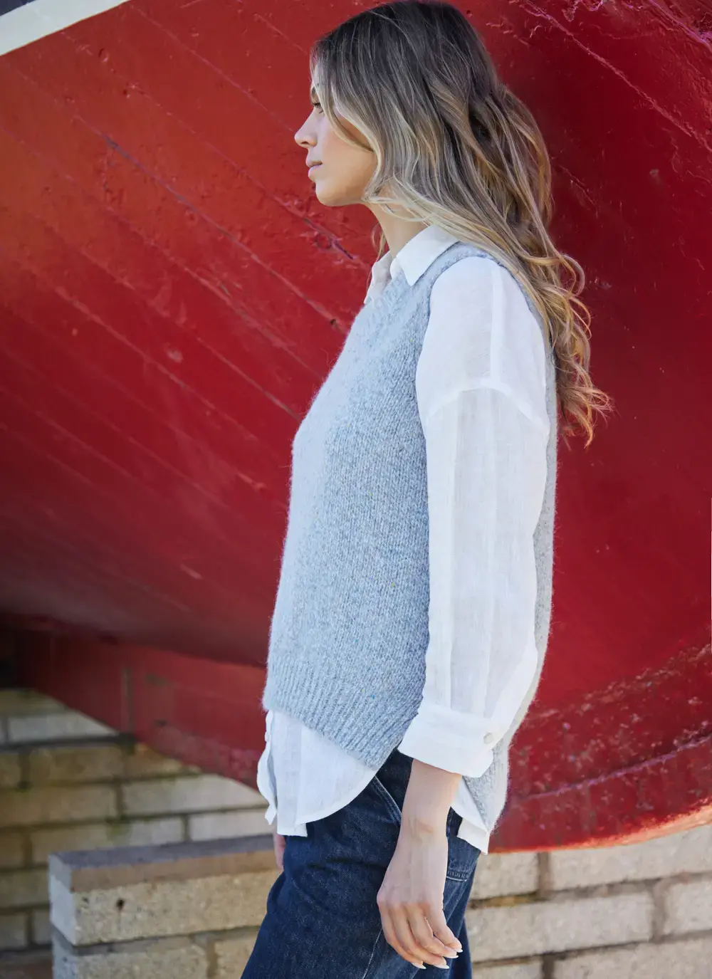 Fisherman Alpaca V-Neck Slipover