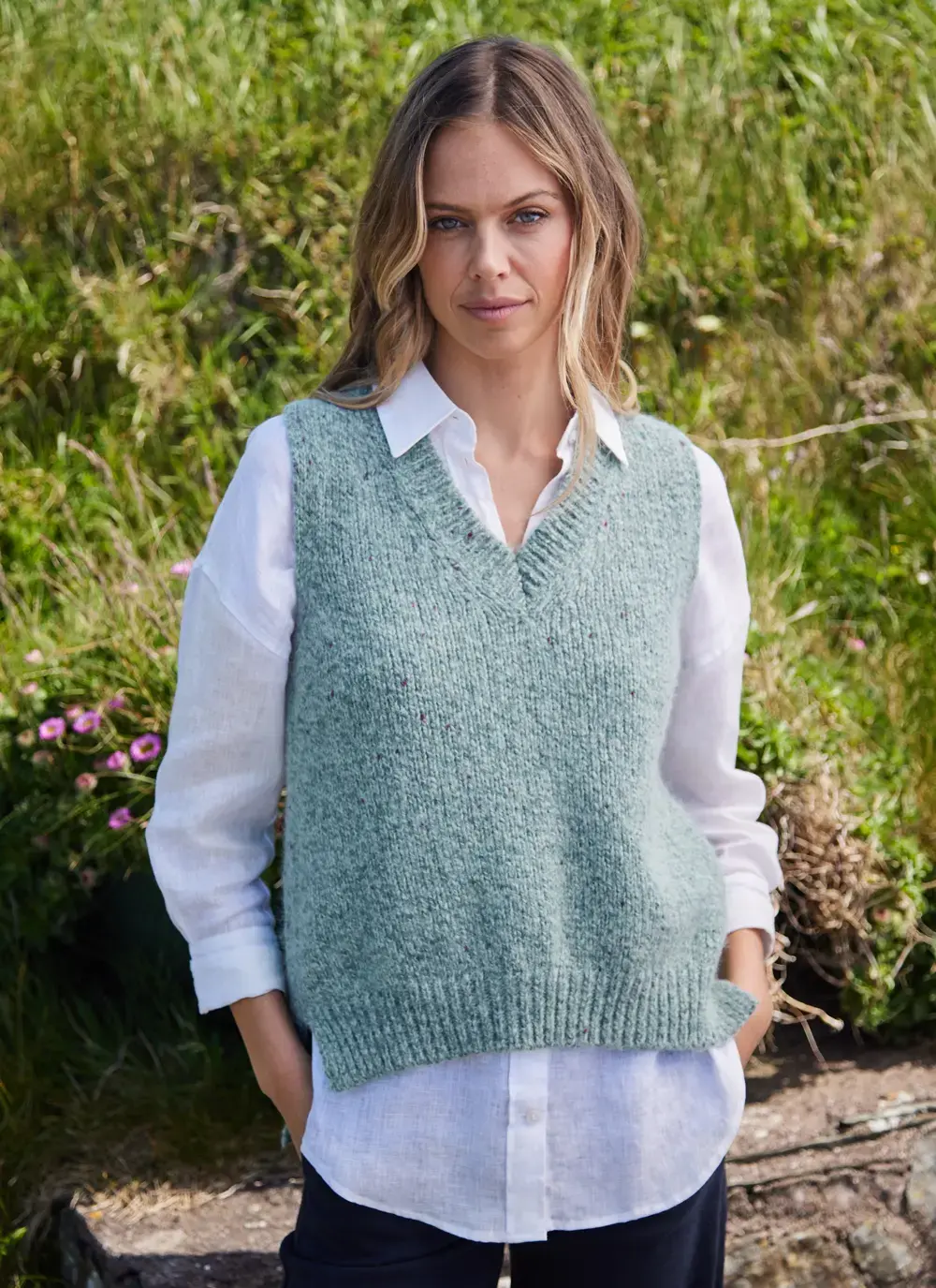 Fisherman Alpaca V-Neck Slipover
