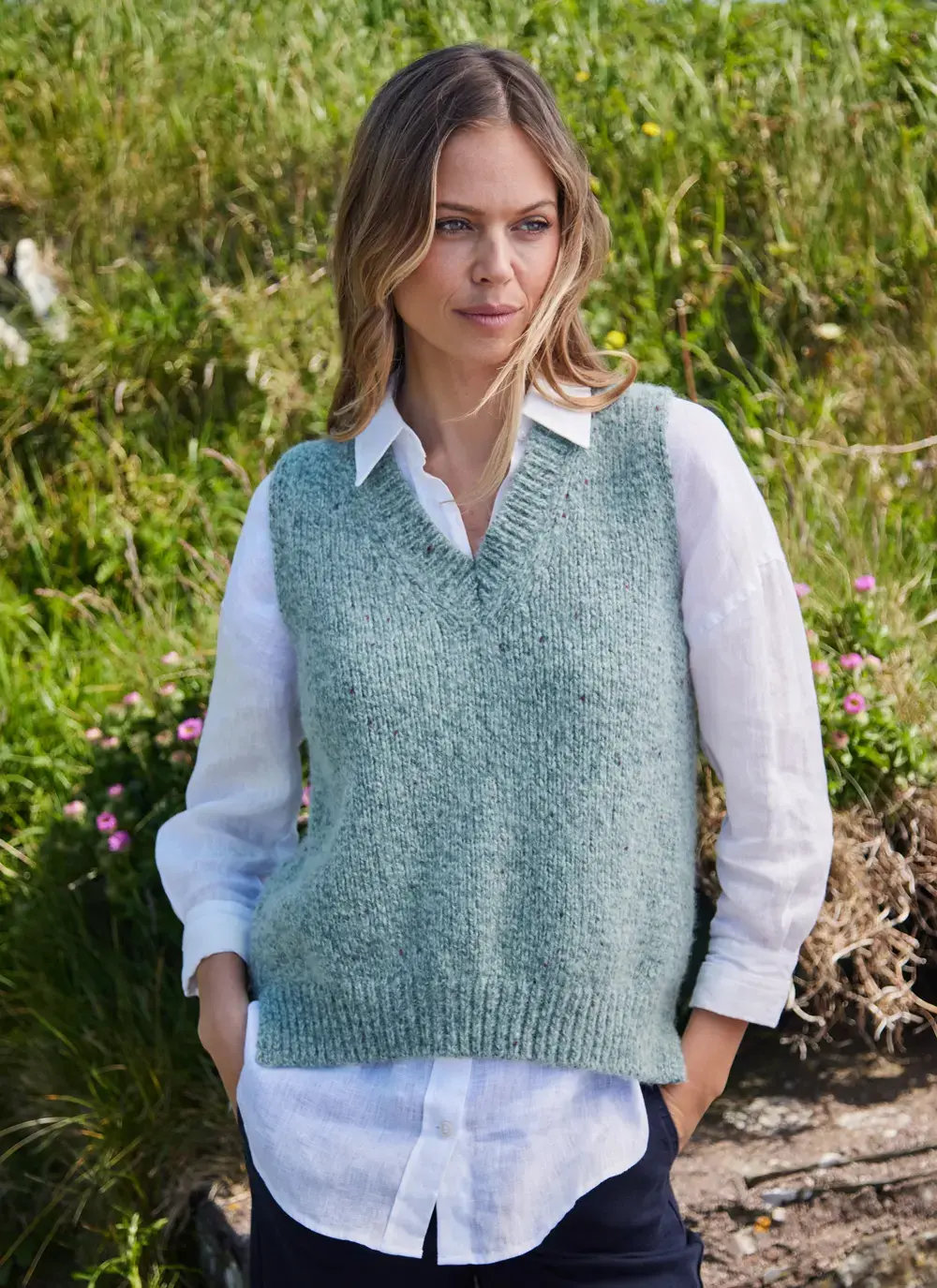 Fisherman Alpaca V-Neck Slipover