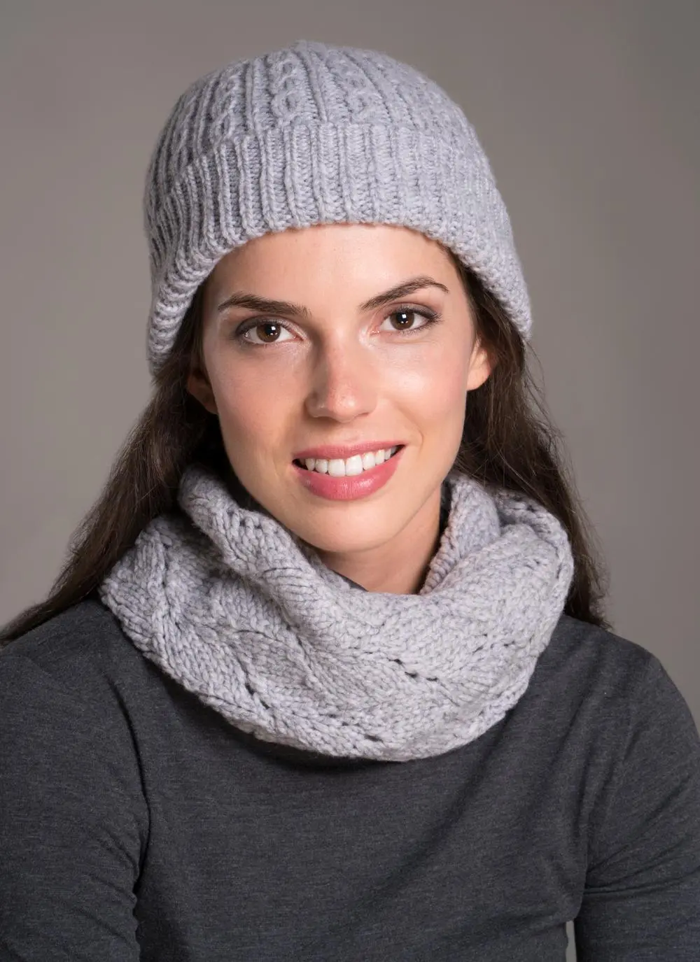 Fisherman Wool Cashmere Beanie & Infinity Scarf Set