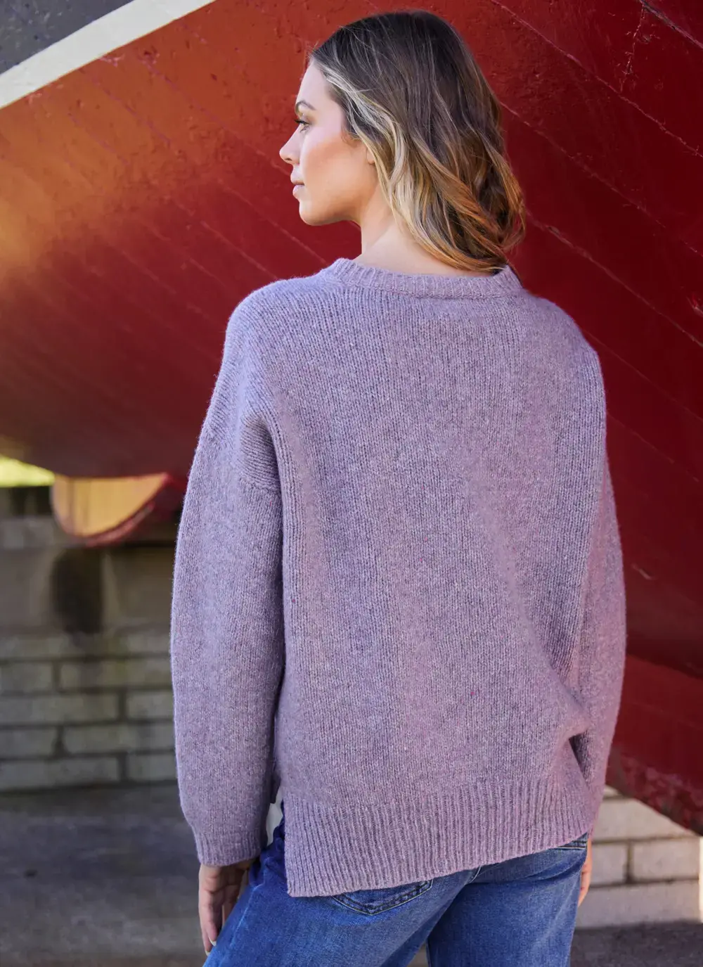 Cashmere Fleck Crew Neck Sweater