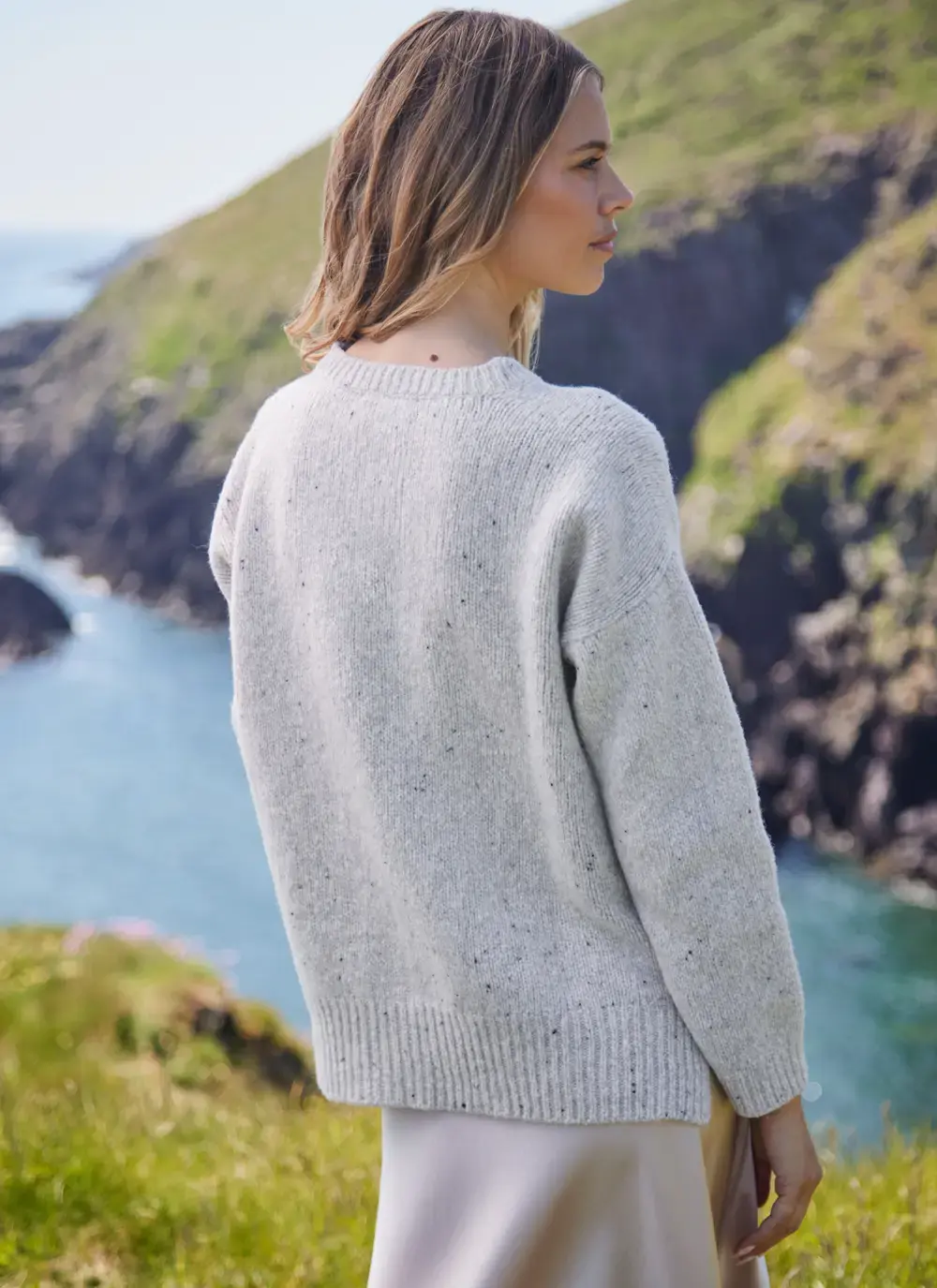 Cashmere Fleck Crew Neck Sweater