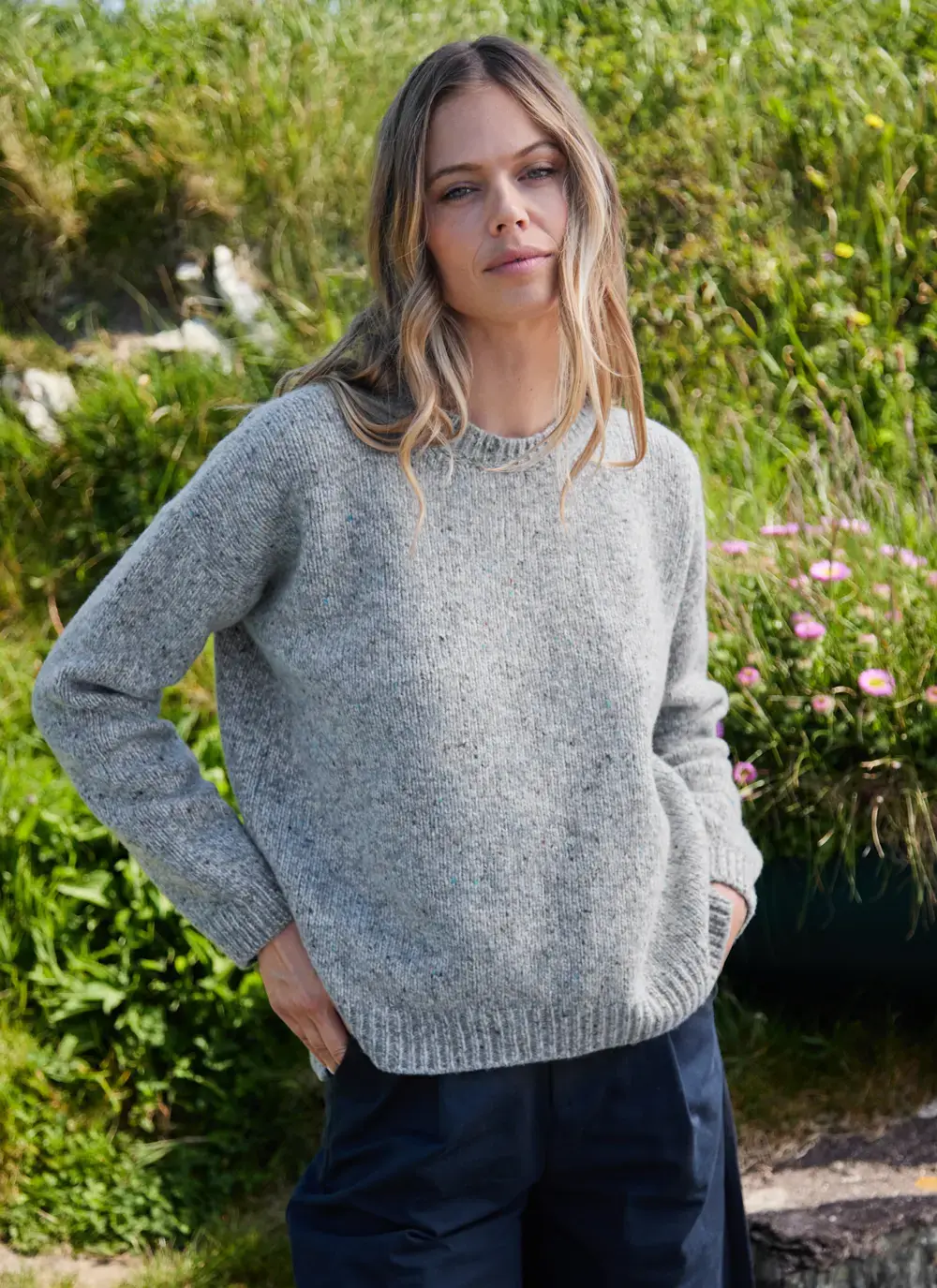 Cashmere Fleck Crew Neck Sweater