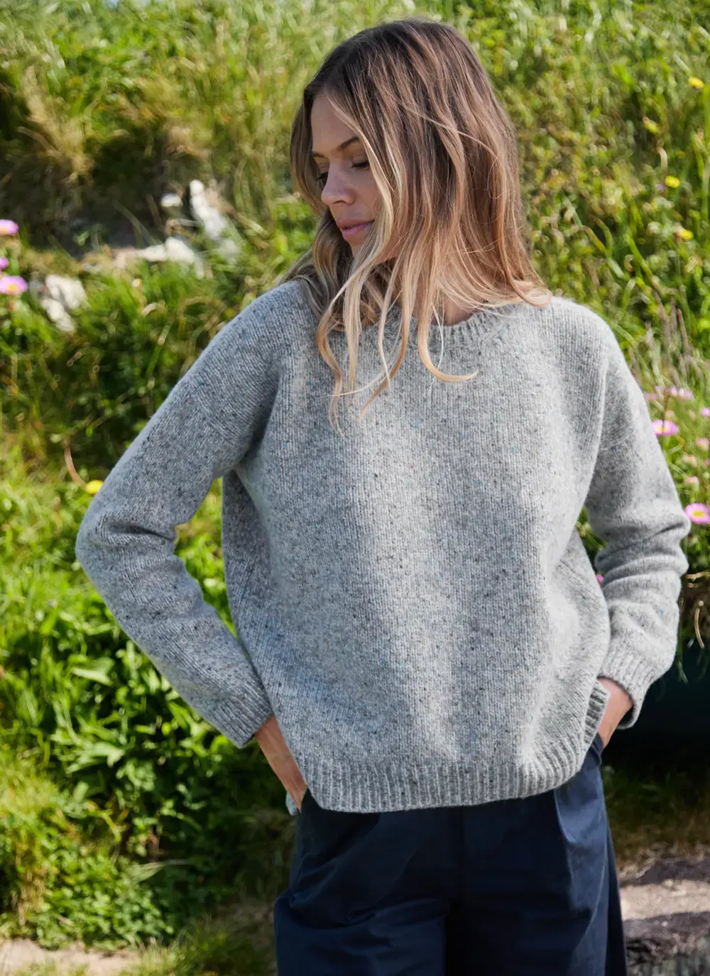Cashmere Fleck Crew Neck Sweater