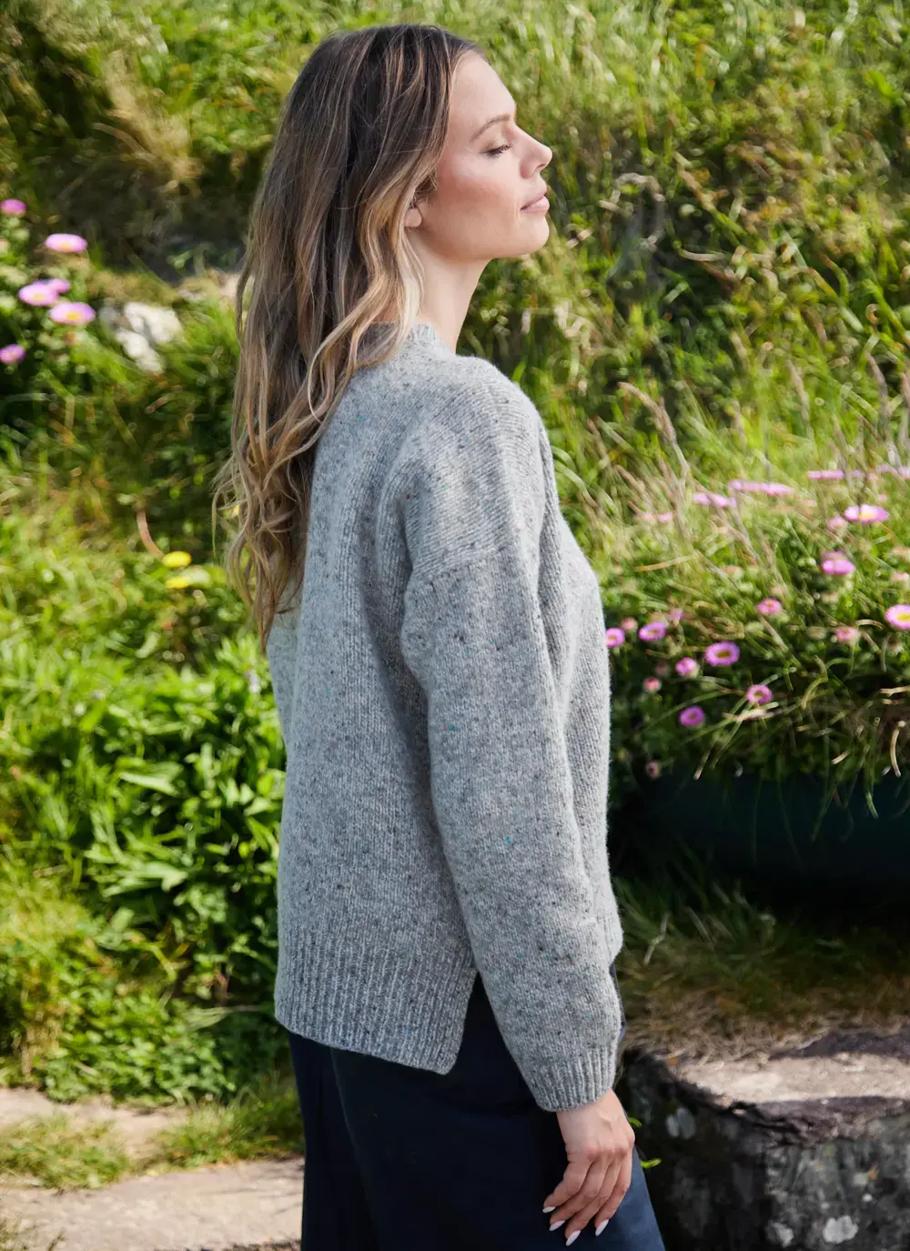 Cashmere Fleck Crew Neck Sweater