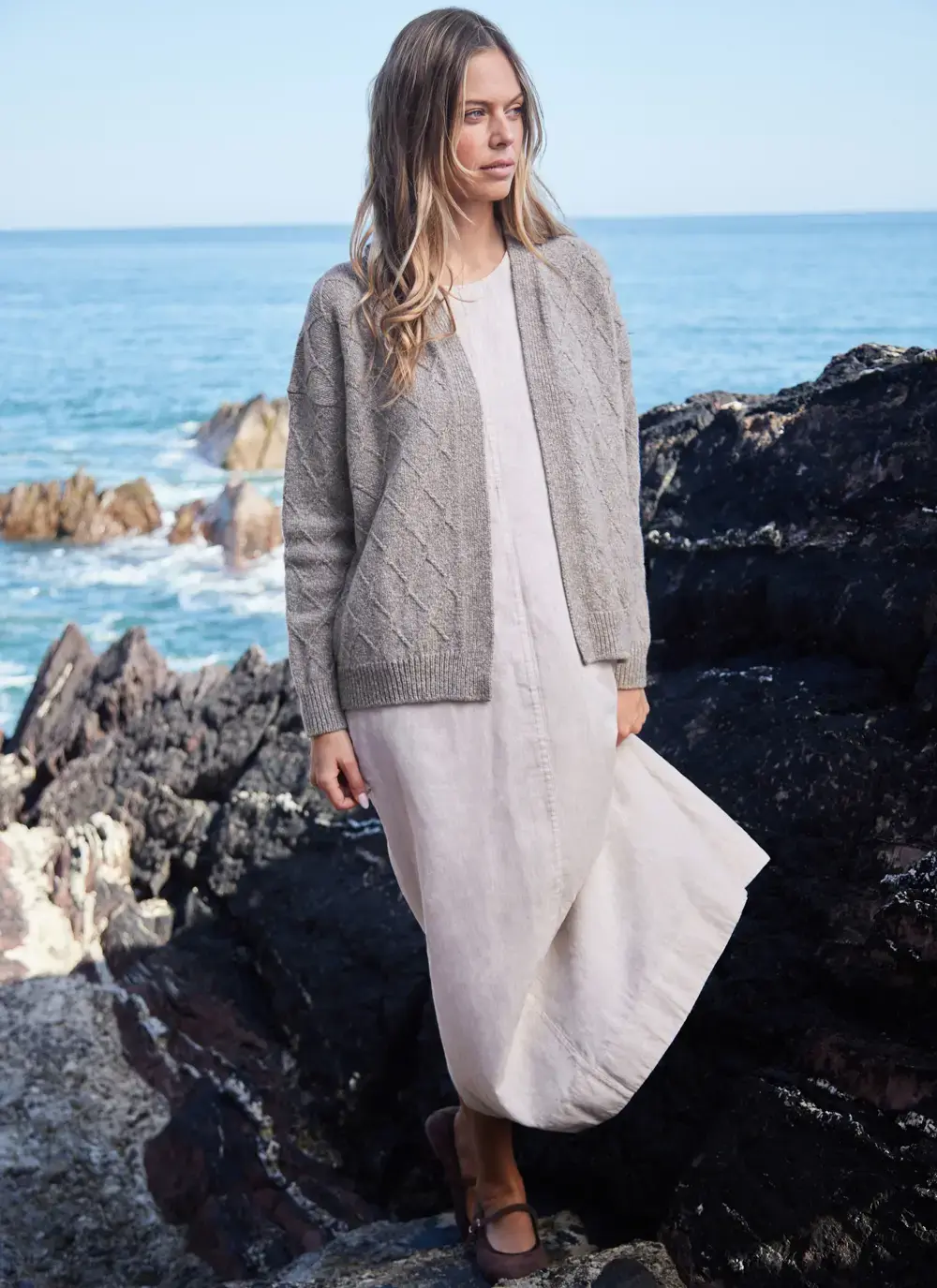 Cashmere Open Diamond Cardigan