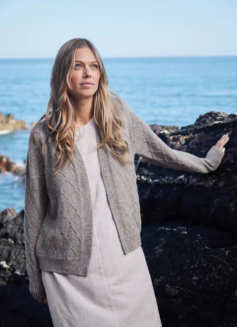 Cashmere Open Diamond Cardigan