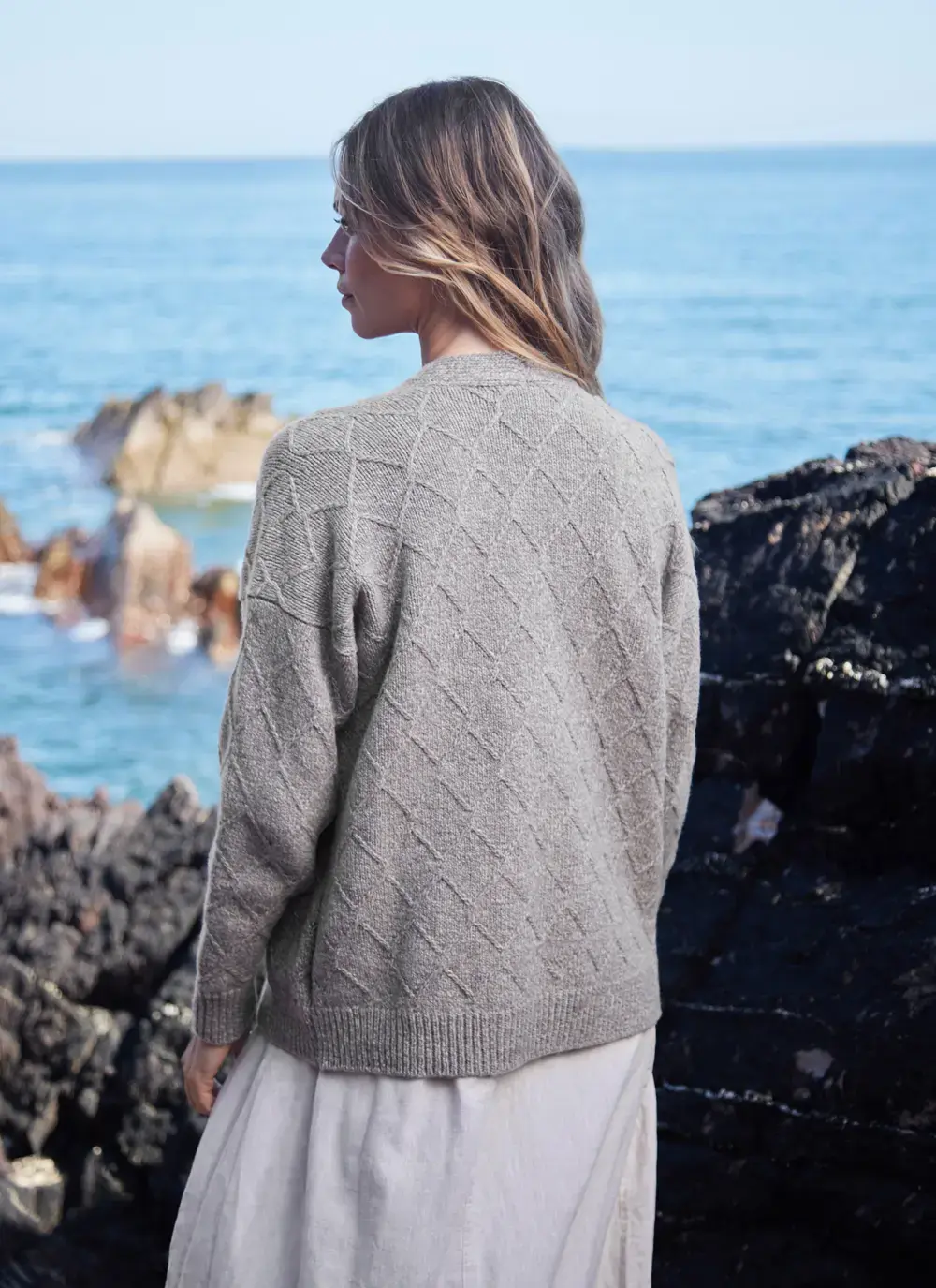 Cashmere Open Diamond Cardigan