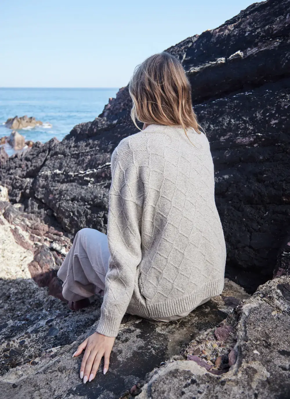 Cashmere Open Diamond Cardigan