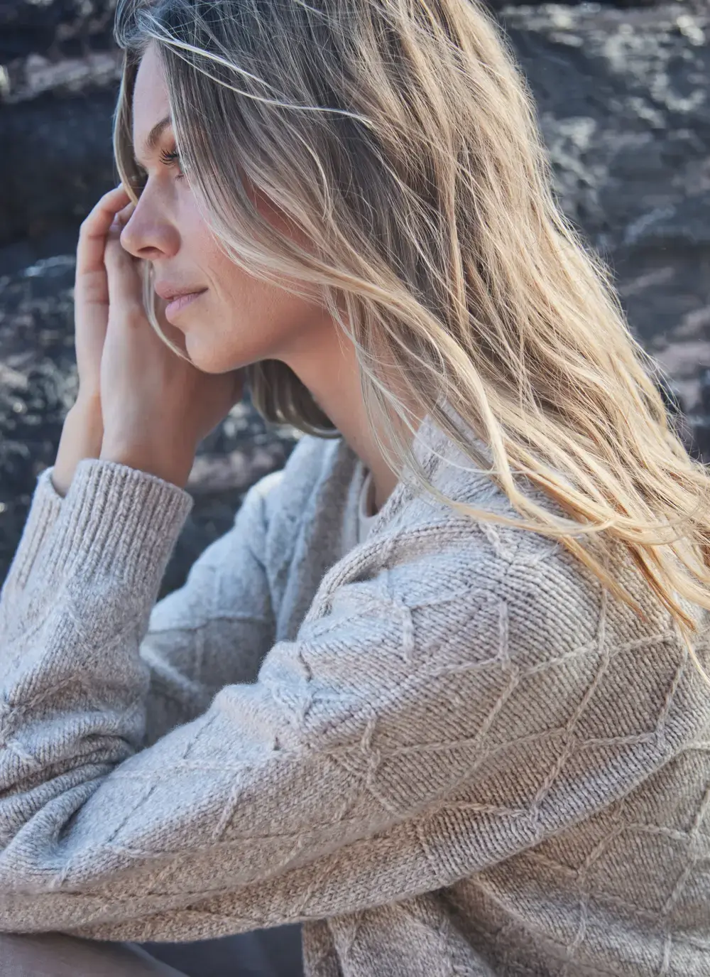 Cashmere Open Diamond Cardigan