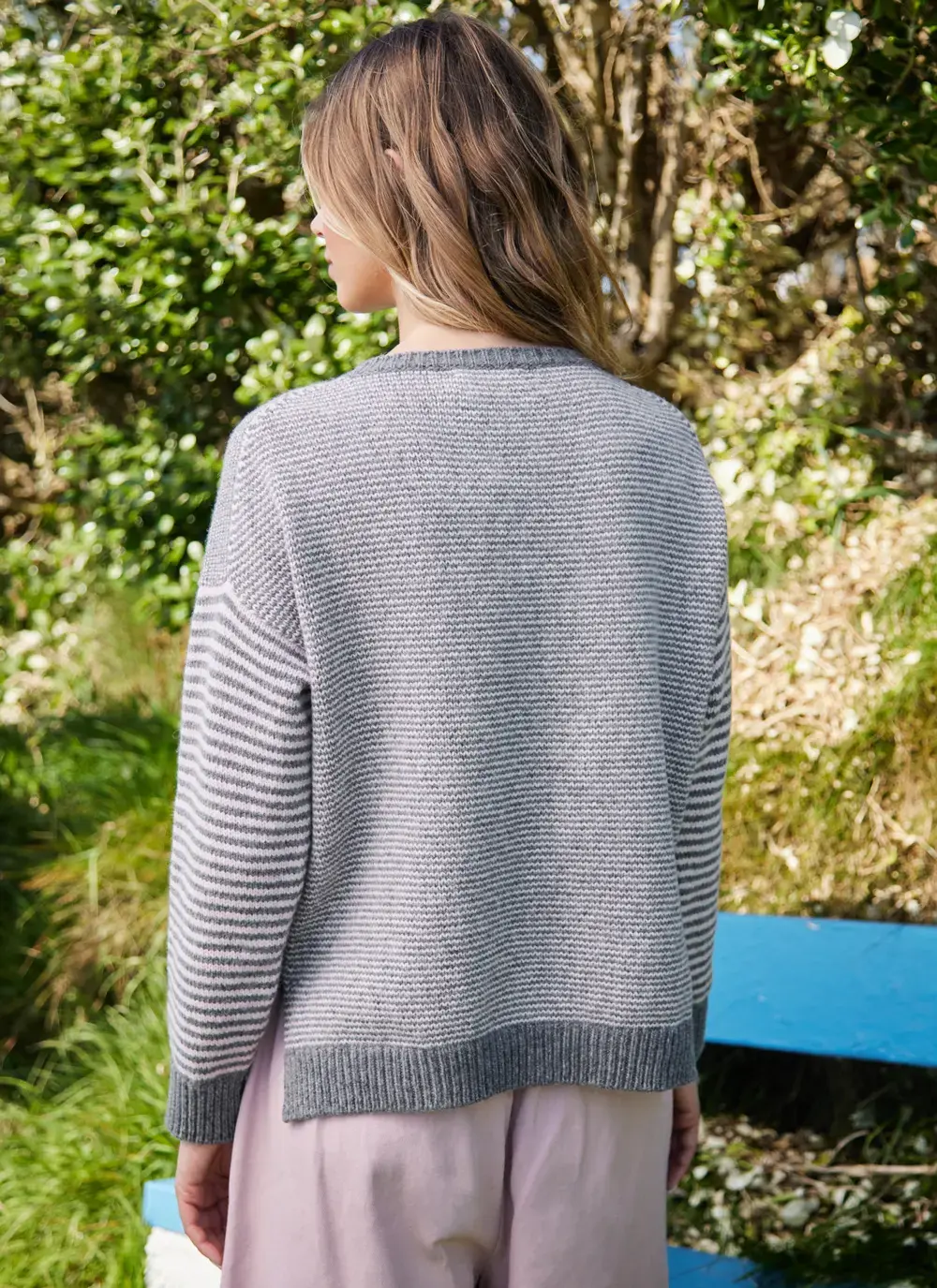 Cashmere Stripe Crew Neck Sweater