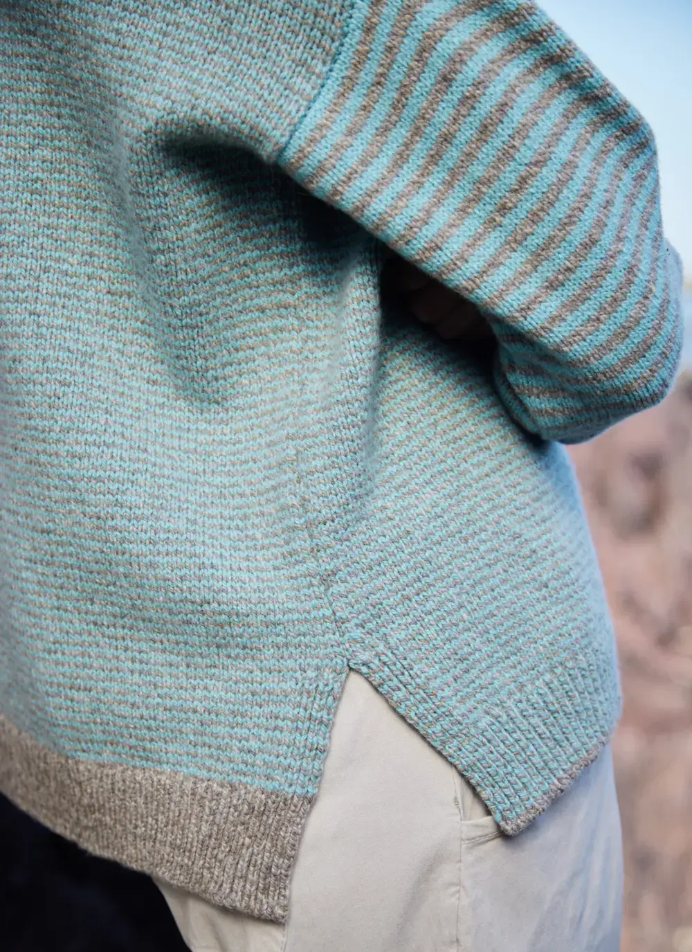 Cashmere Stripe Crew Neck Sweater