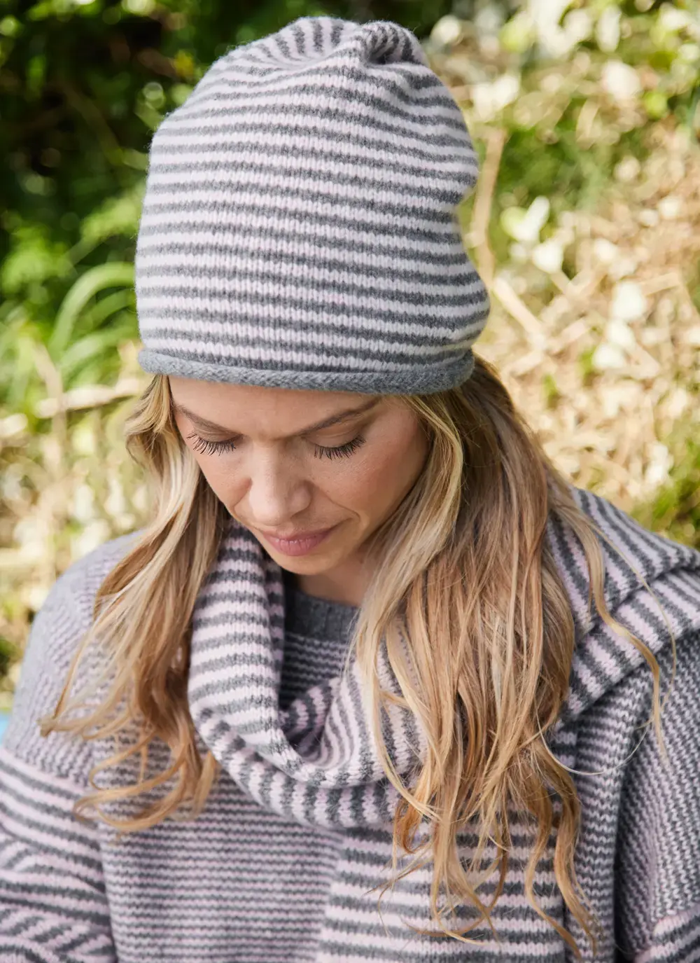 Cashmere Stripe Beanie 