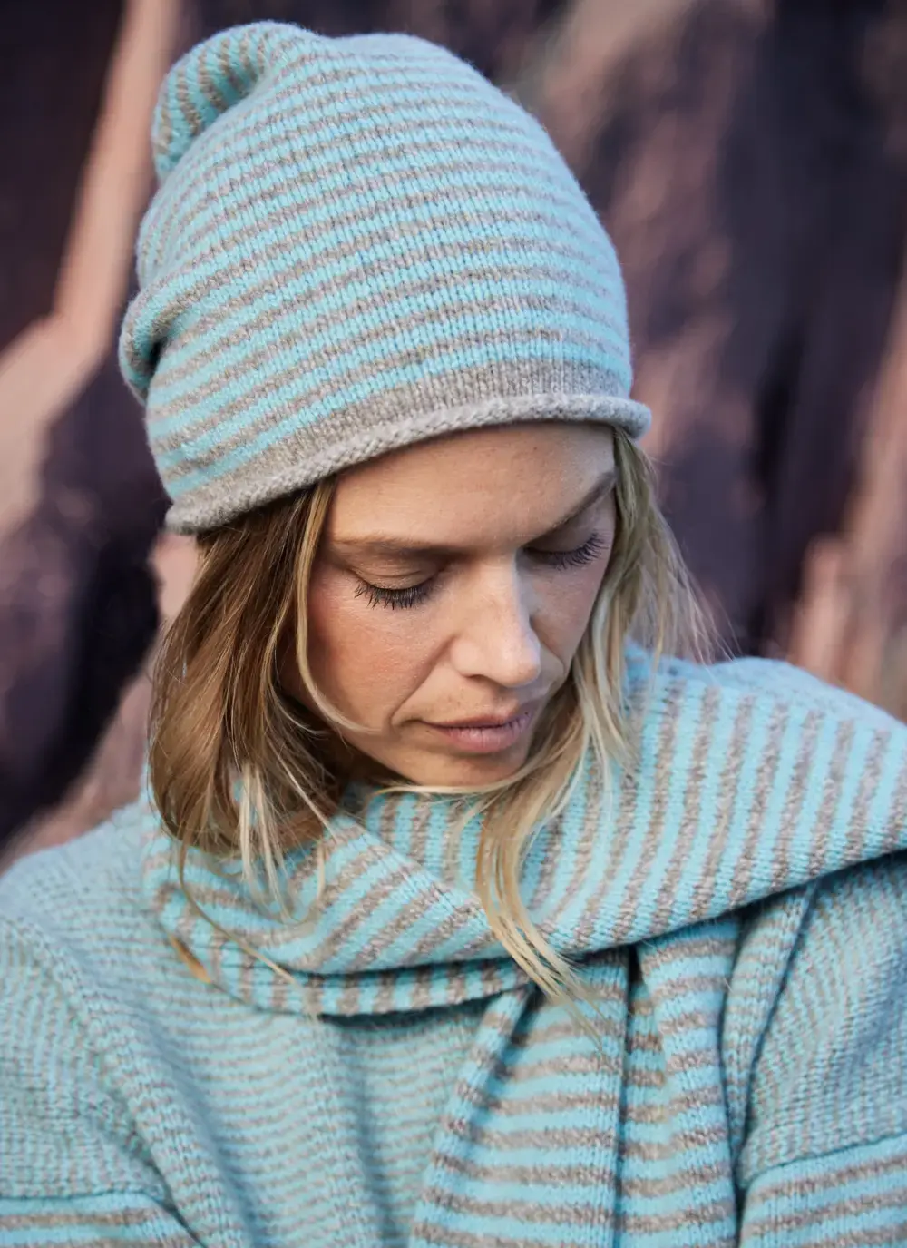 Cashmere Stripe Beanie 