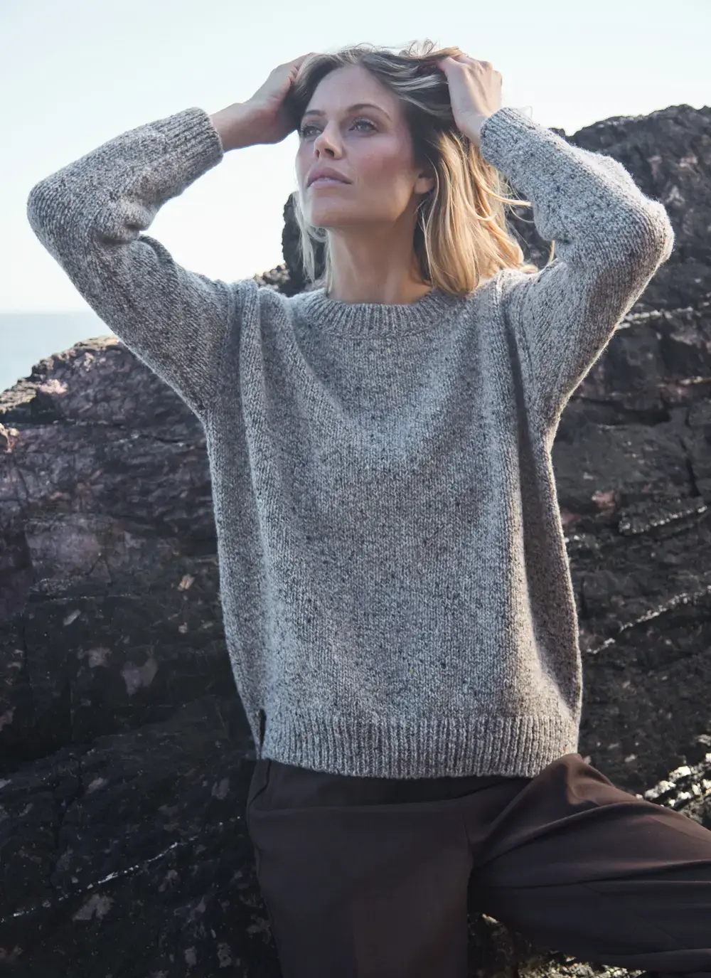 Fisherman Donegal Fleck Slouchy Sweater in Porridge