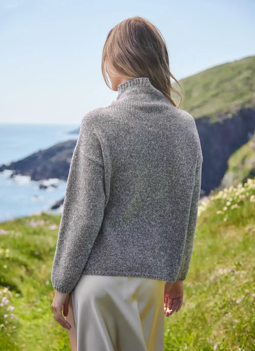 Fisherman Funnel Neck Slouchy Sweater