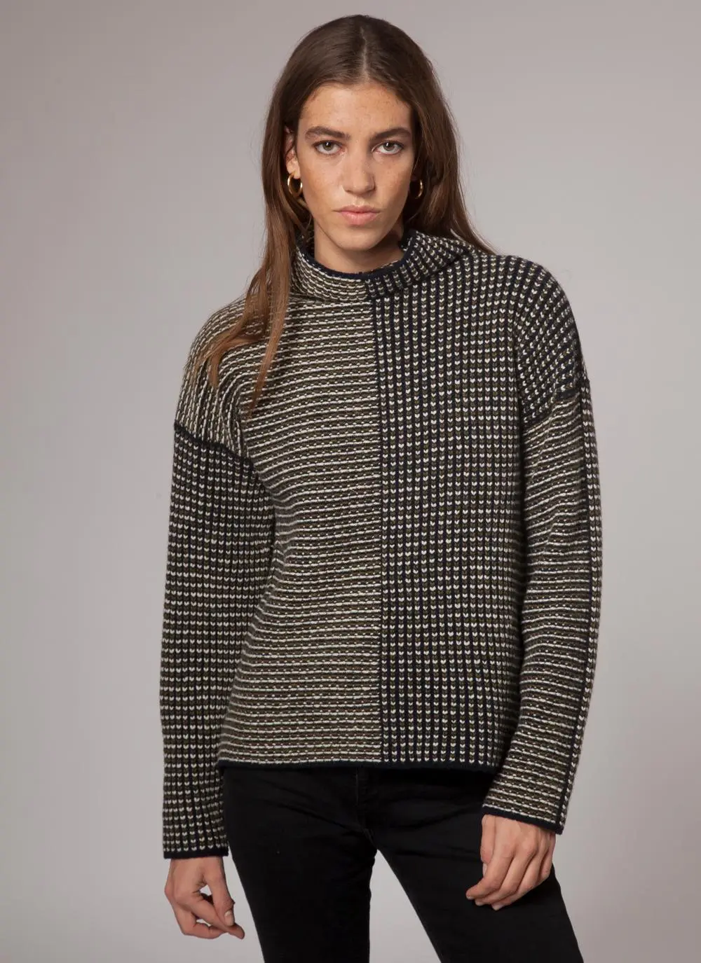 Fisherman Wool Cashmere Funnel Neck Sweater