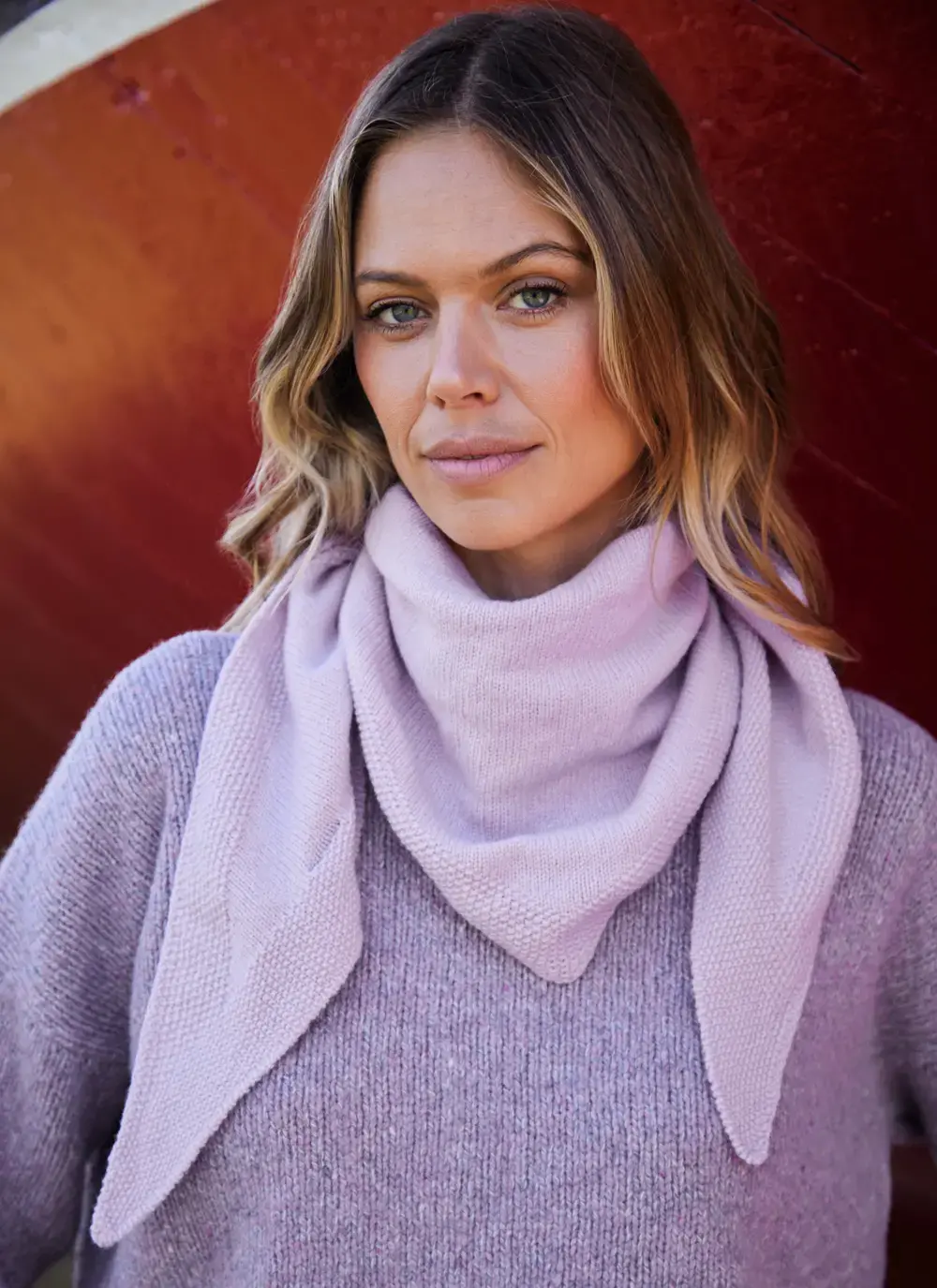 Fisherman Lambswool Seed Stitch Triangle Scarf