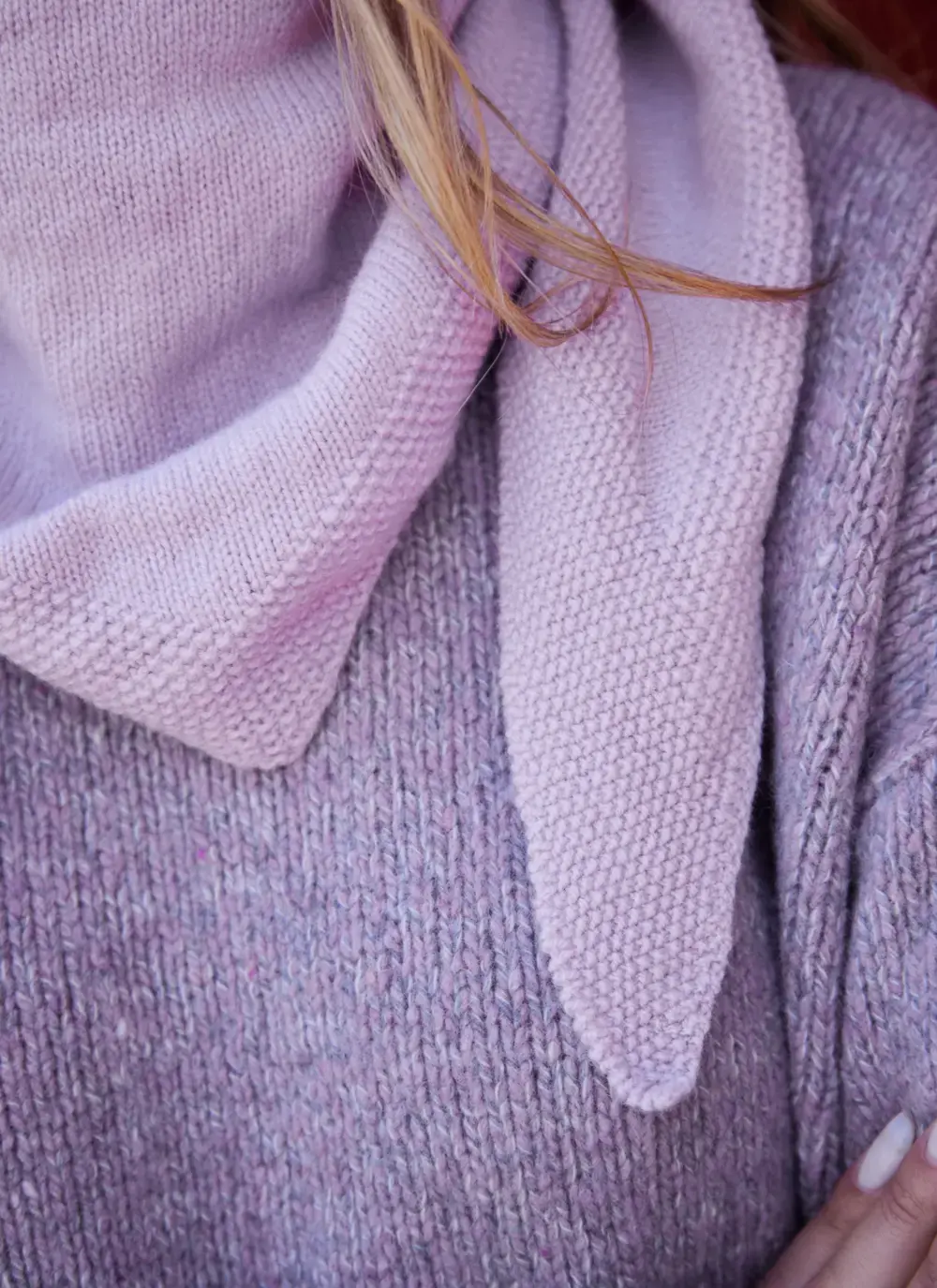 Fisherman Lambswool Seed Stitch Triangle Scarf