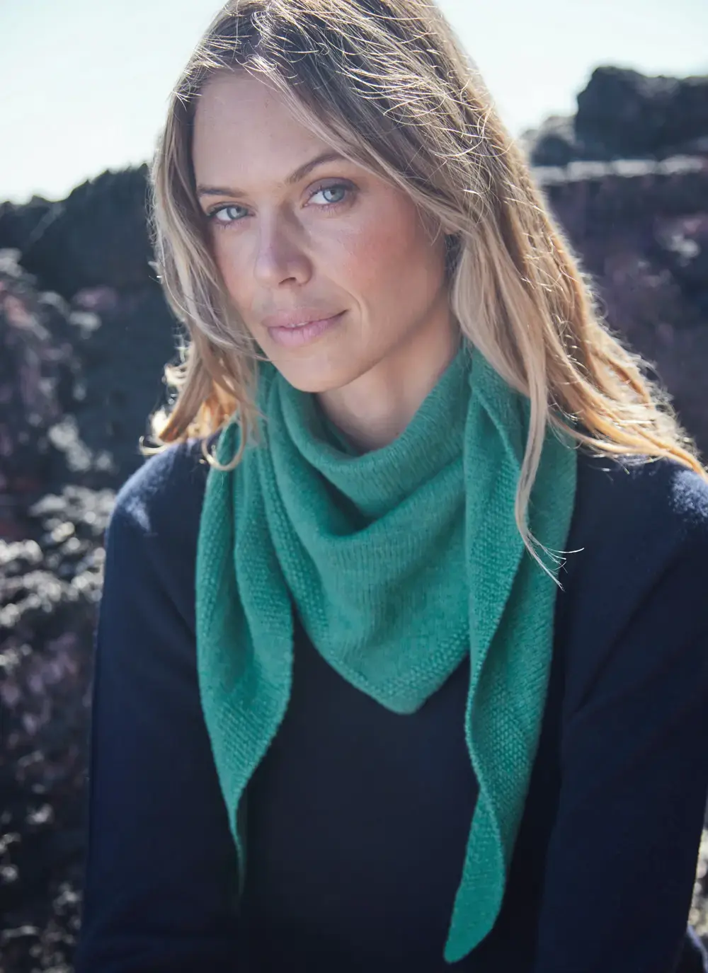 Lambswool Seed Stitch Triangle Scarf