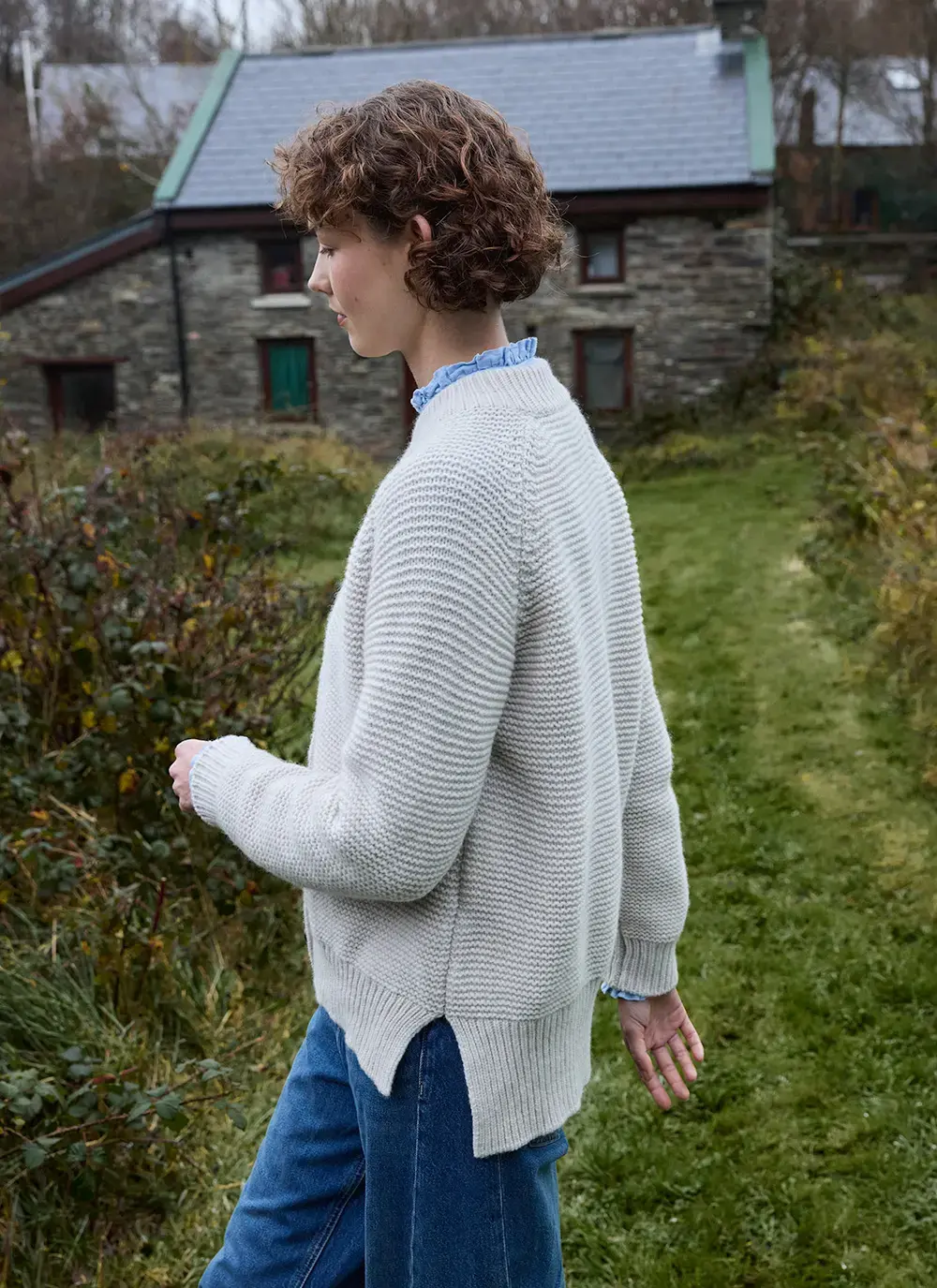 Fisherman Merino Baseball Collar Cardigan