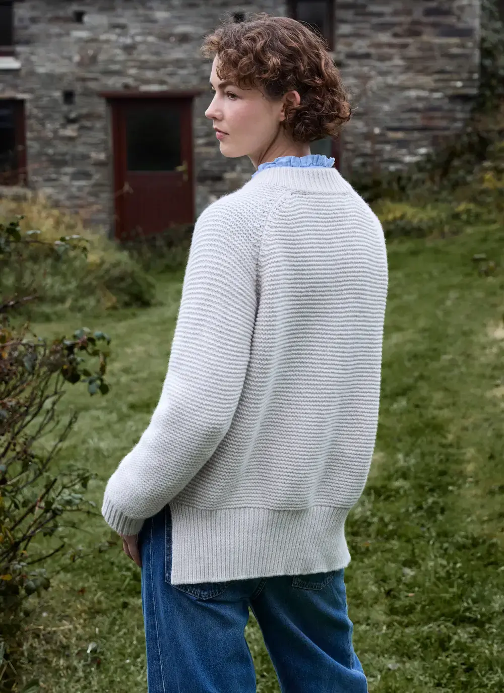 Fisherman Merino Baseball Collar Cardigan