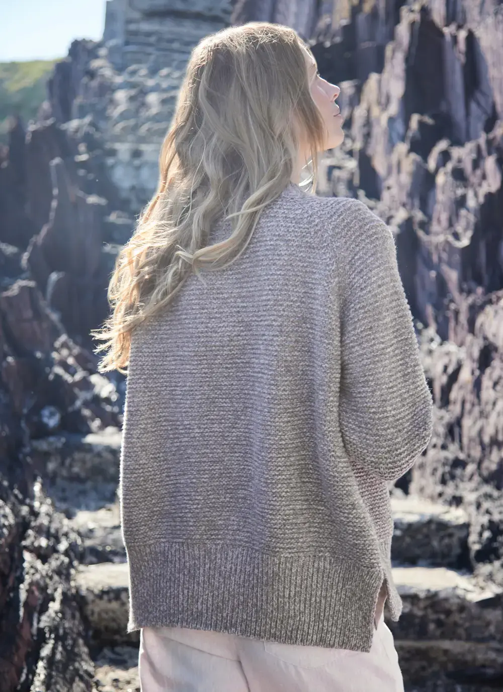 Fisherman Merino Baseball Collar Cardigan
