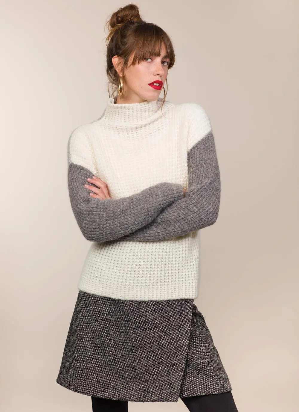 Fisherman Waffle Stitch Reversible Sweater