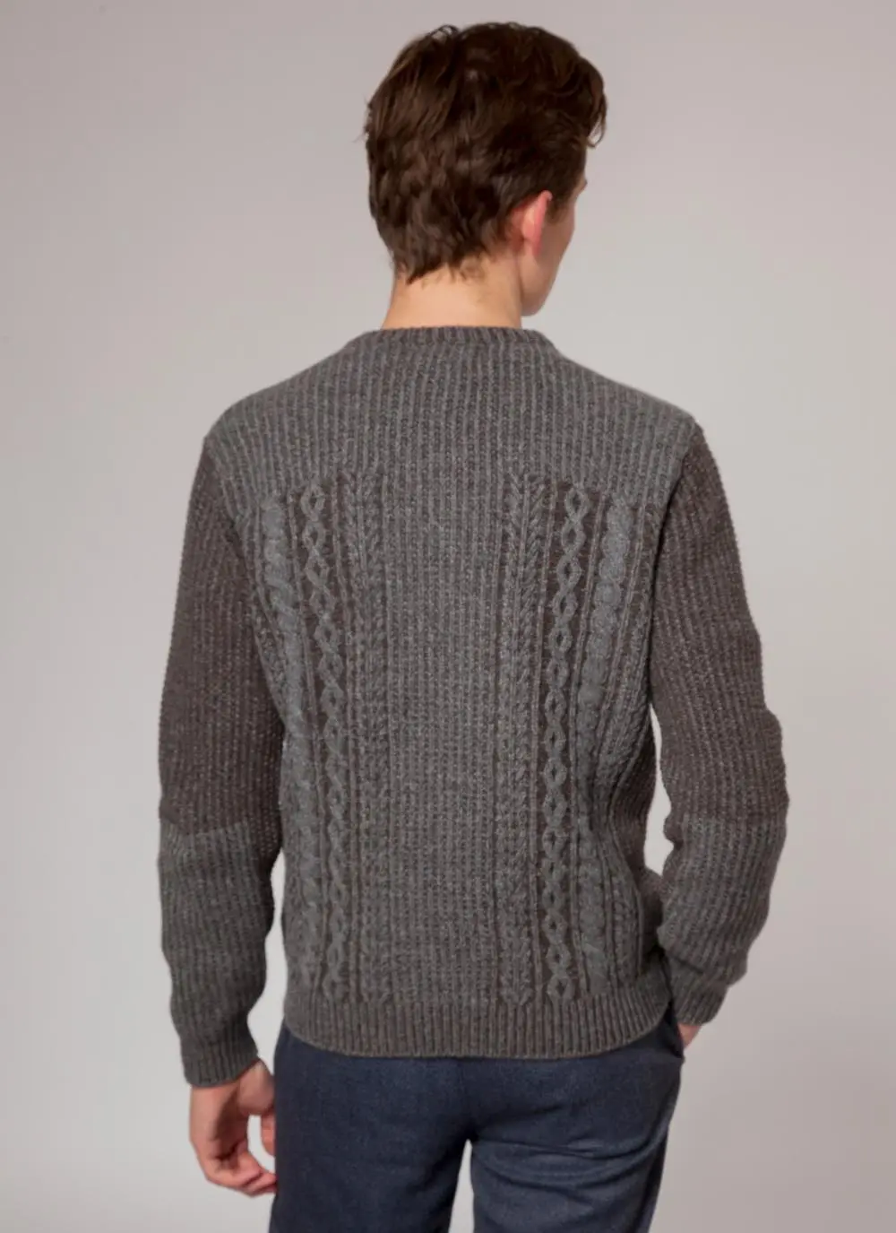 Fisherman Lambswool Plated Crew Neck Sweater