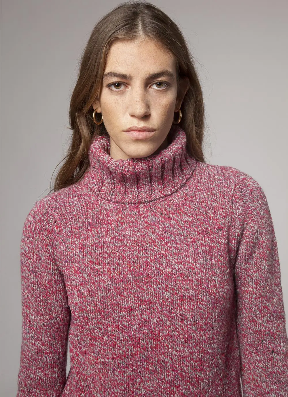 Fisherman Donegal Fleck Polo Neck Sweater