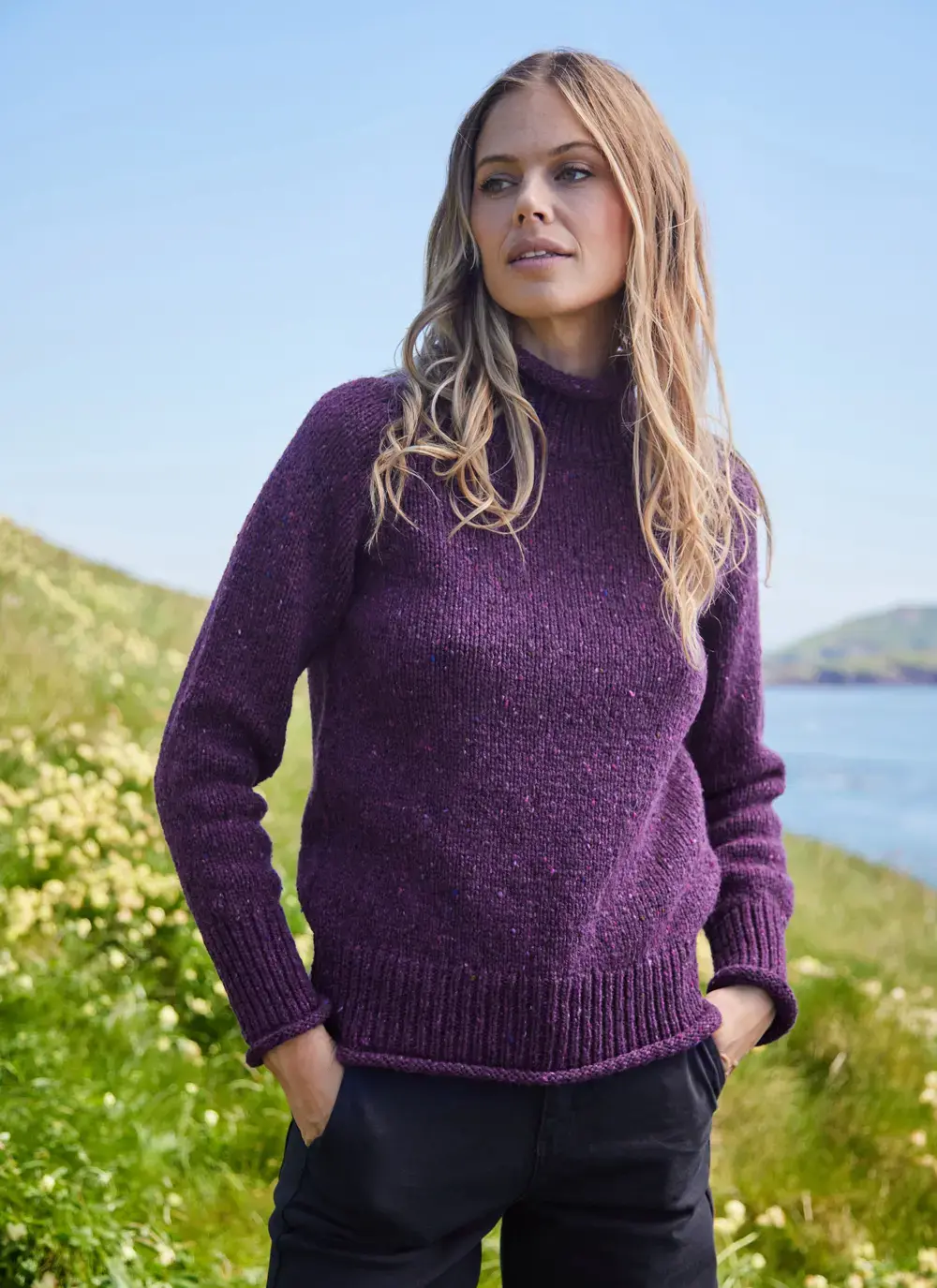 Fisherman Donegal Fleck Saddle Shoulder Sweater