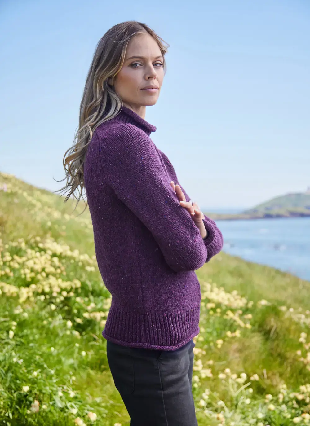 Fisherman Donegal Fleck Saddle Shoulder Sweater