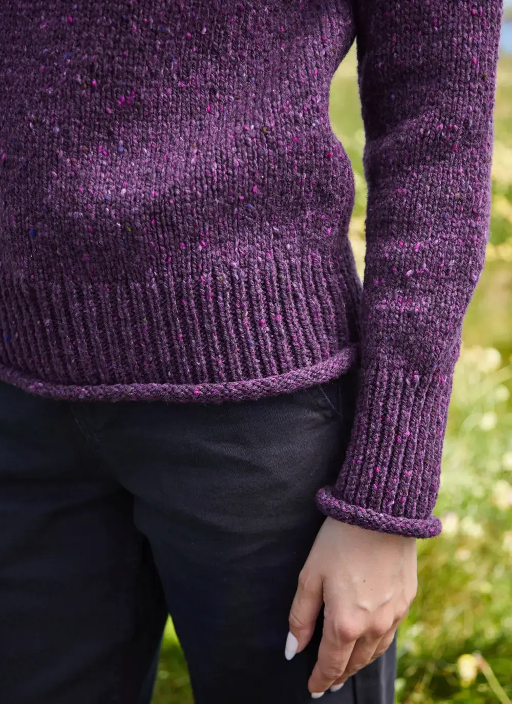 Fisherman Donegal Fleck Saddle Shoulder Sweater